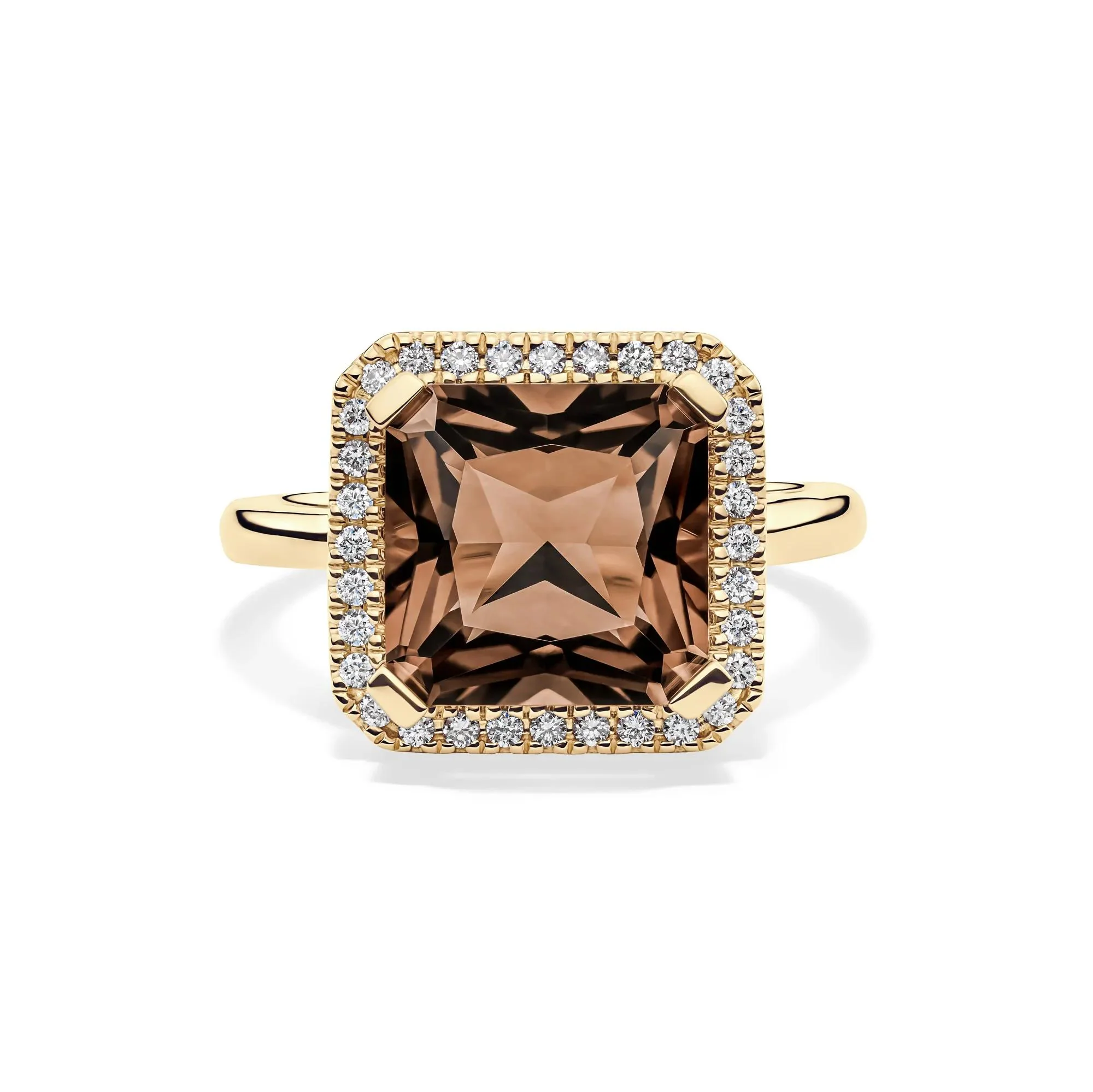 1/5 CT. Tw. Smoky Quartz and Diamond Ring 10K Yellow Gold Size 7.5 1mm