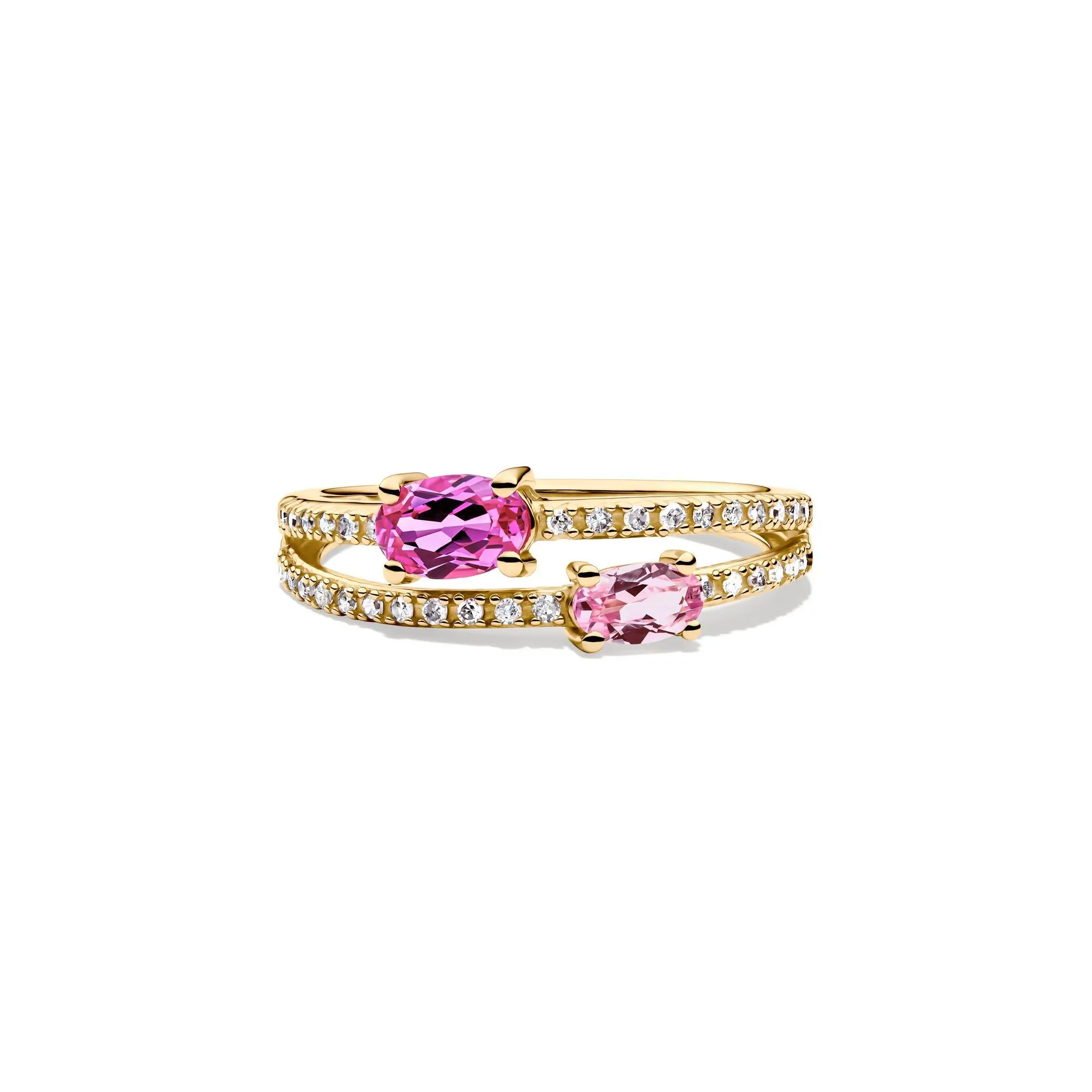 1/6 CT. Tw. Pink Sapphire and Diamond Ring 10K Yellow Gold Size 7.5 1.5mm