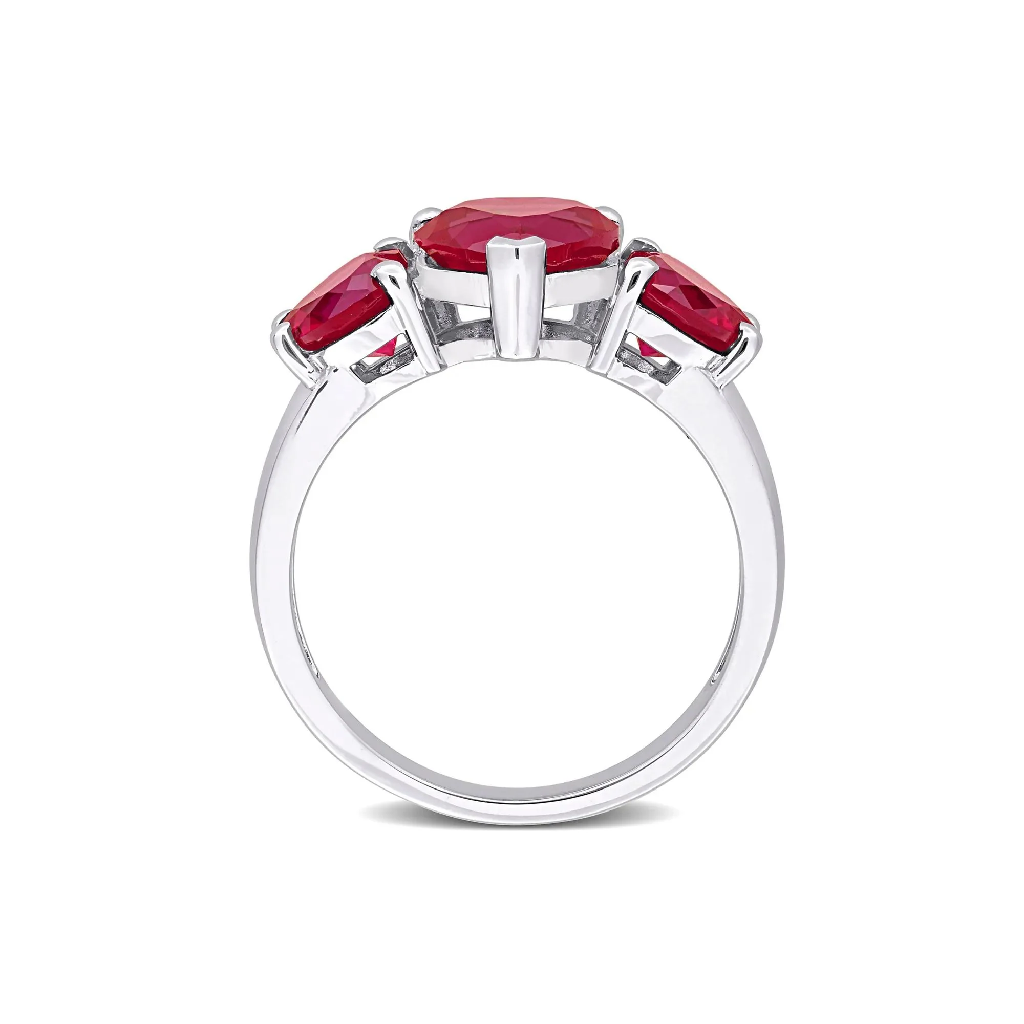 Lab-Created Ruby Heart Ring .925 Sterling Silver White Size 8 9mm - Image 2