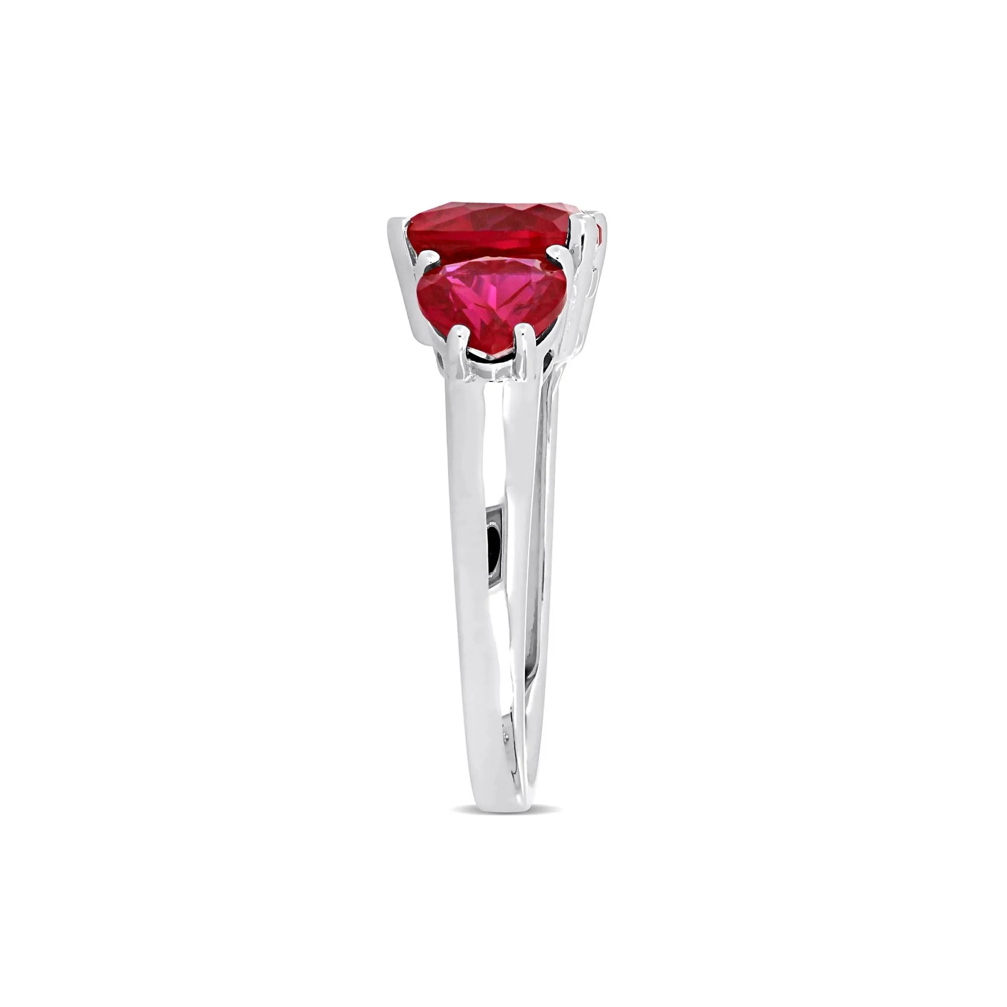 Lab-Created Ruby Heart Ring .925 Sterling Silver White Size 8 9mm - Image 3