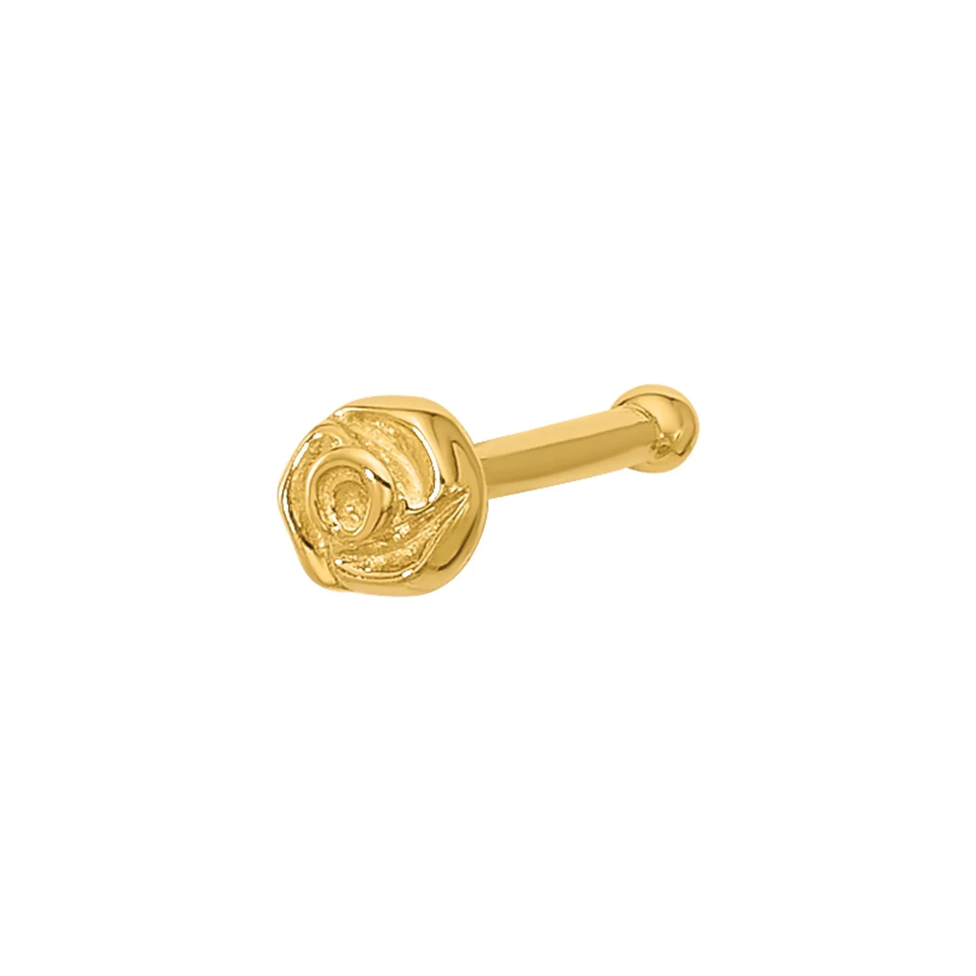 Polished Rose Nose Stud 14K Yellow Gold Size 3.00mm