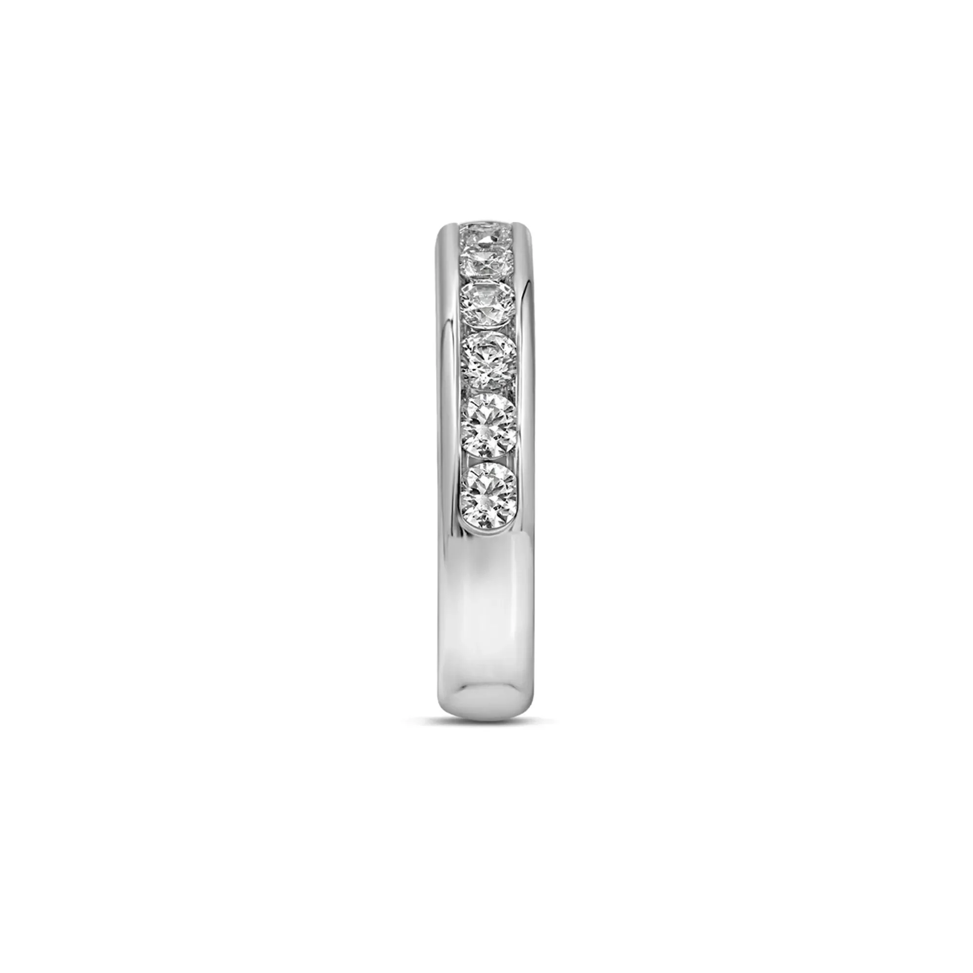 1 CT. Tw. Lab Grown Diamond Channel-Set Wedding Band Ring 14K White Gold Round Brilliant Cut Size 9 4mm - Image 3