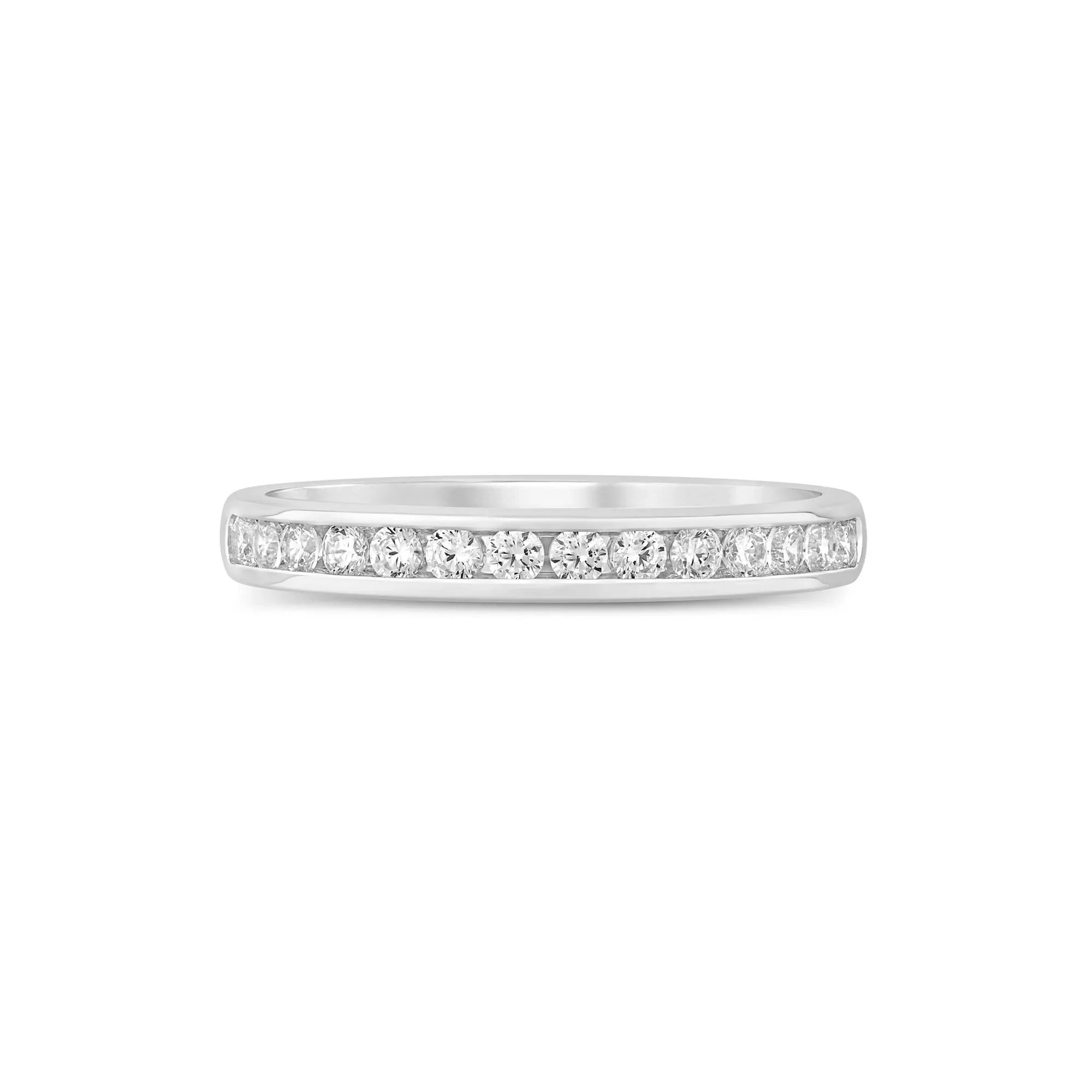 1/3 CT. Tw. Lab Grown Diamond Channel-Set Wedding Band Ring 14K White Gold Round Brilliant Cut Size 6.5 3mm