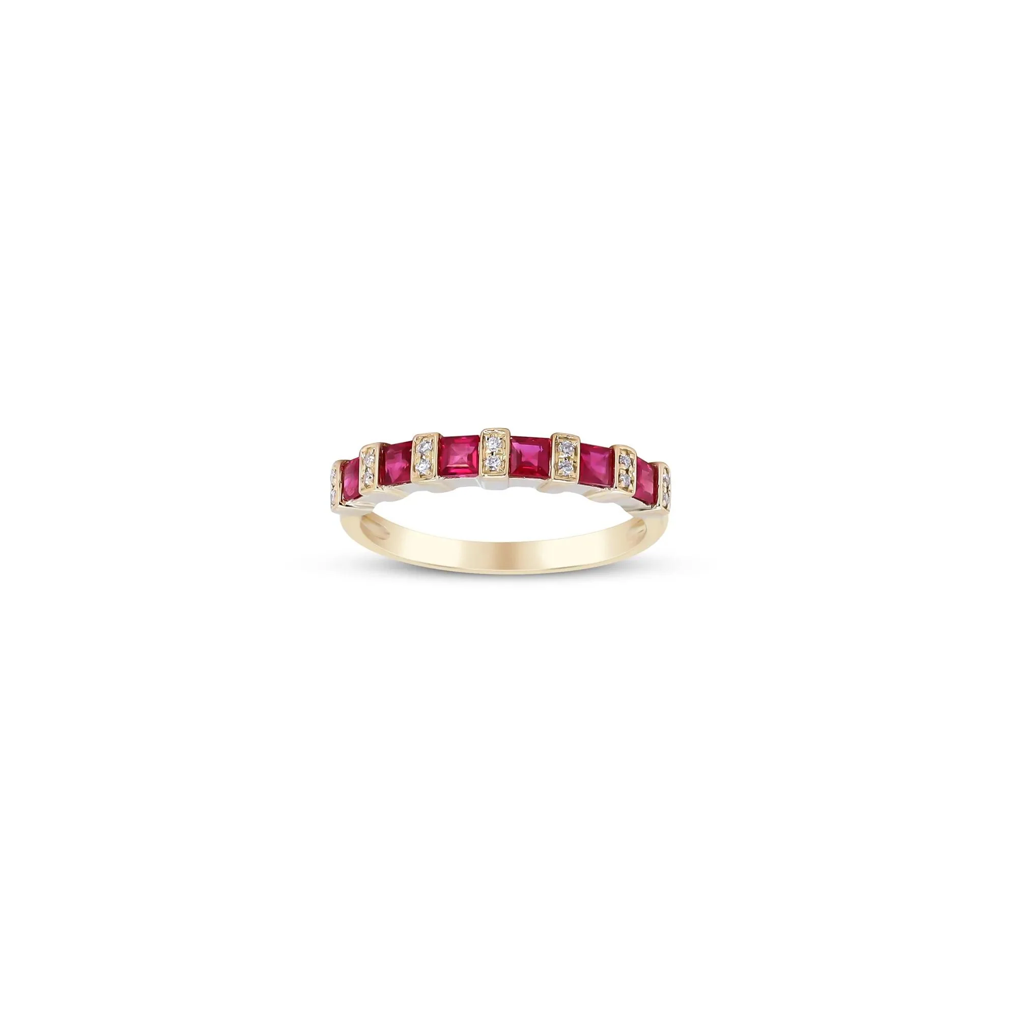 Princess-Cut Ruby and Diamond Accent Ring 10K Yellow Gold Size 5 - Image 4