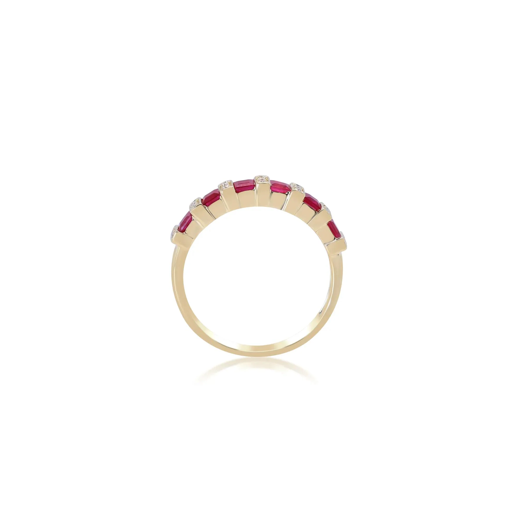 Princess-Cut Ruby and Diamond Accent Ring 10K Yellow Gold Size 8.5 - Image 3