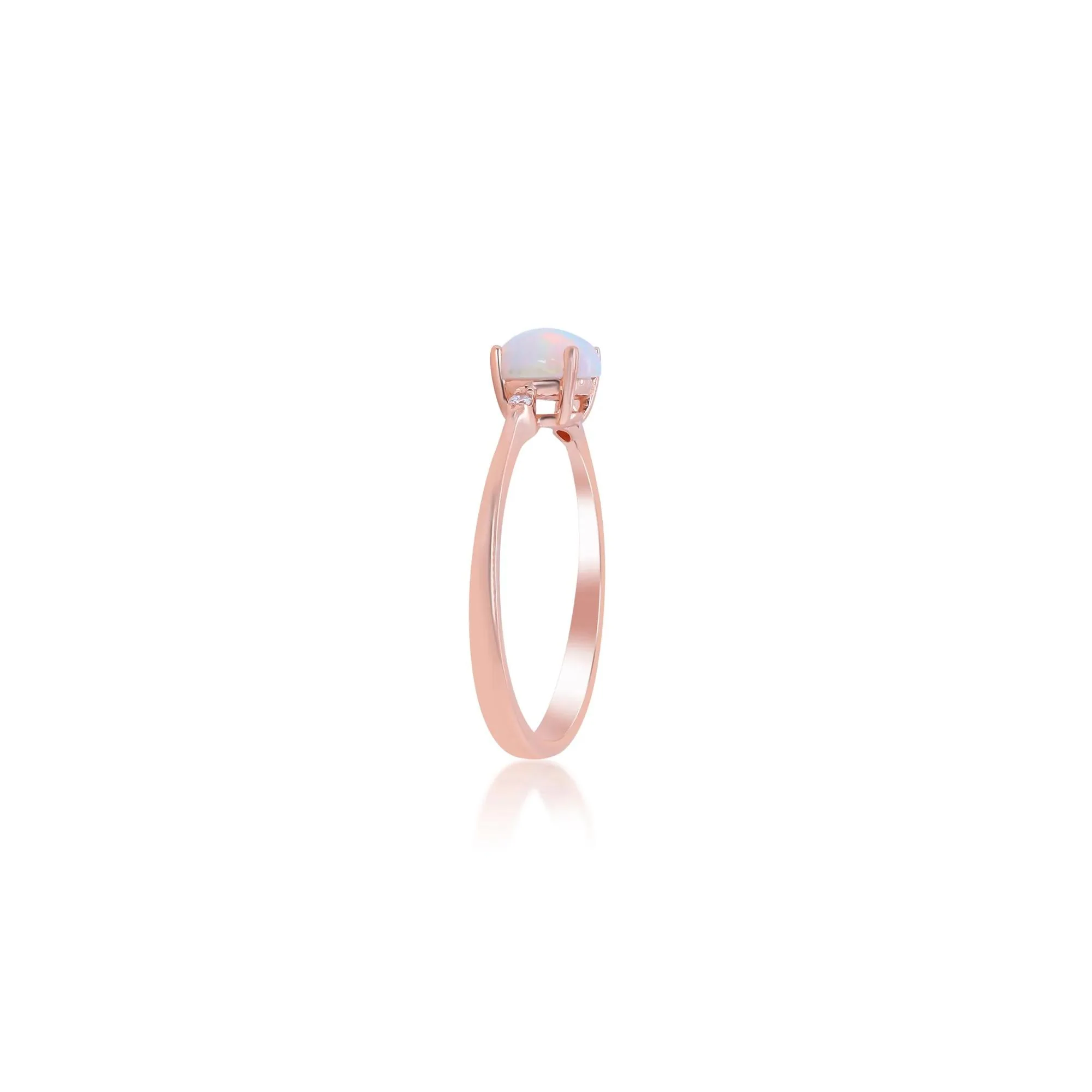 Opal and Diamond Accent Ring 10K Rose Gold Round Brilliant Cut Size 6 - Image 3