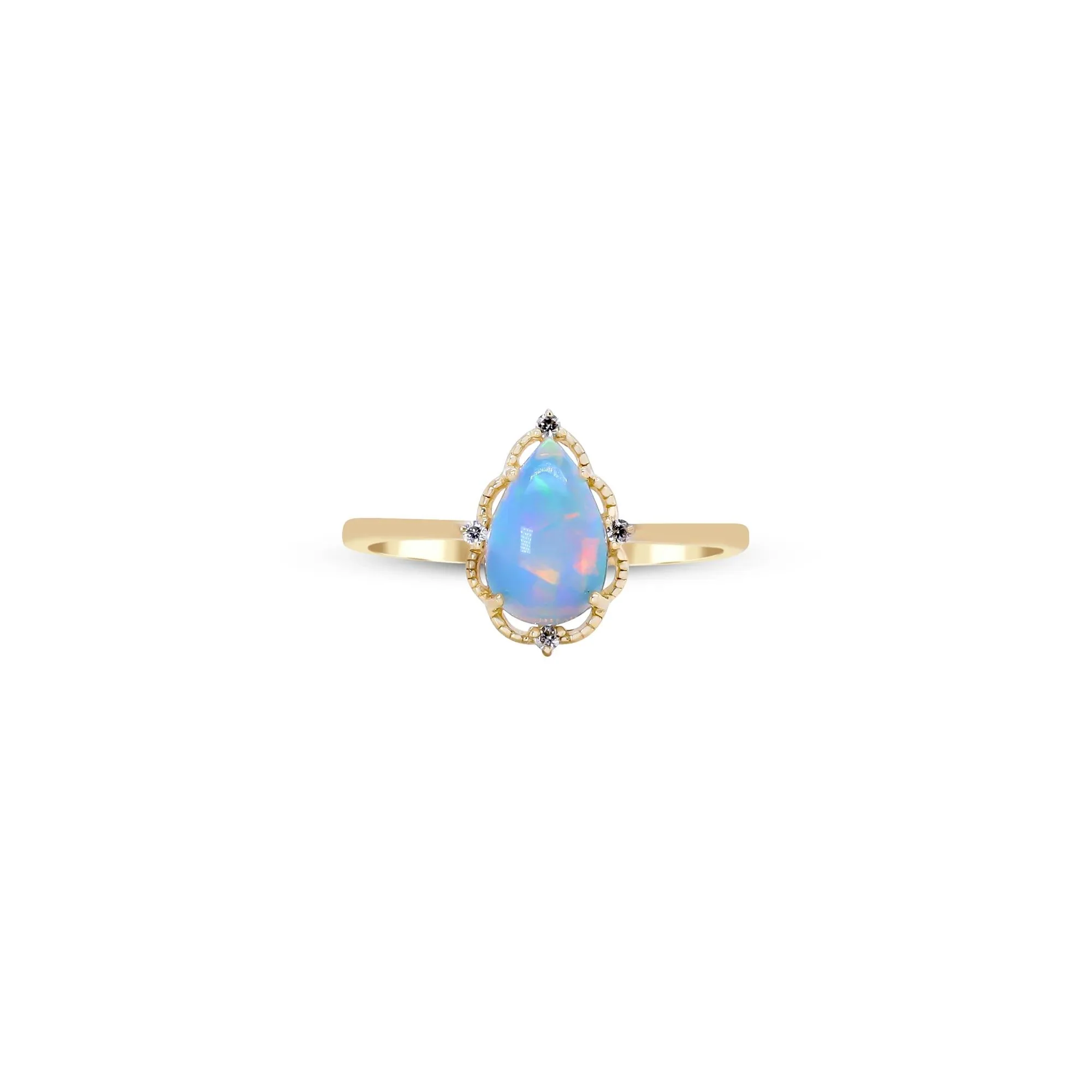Opal and Diamond Accent Ring 10K Yellow Gold Size 5.5