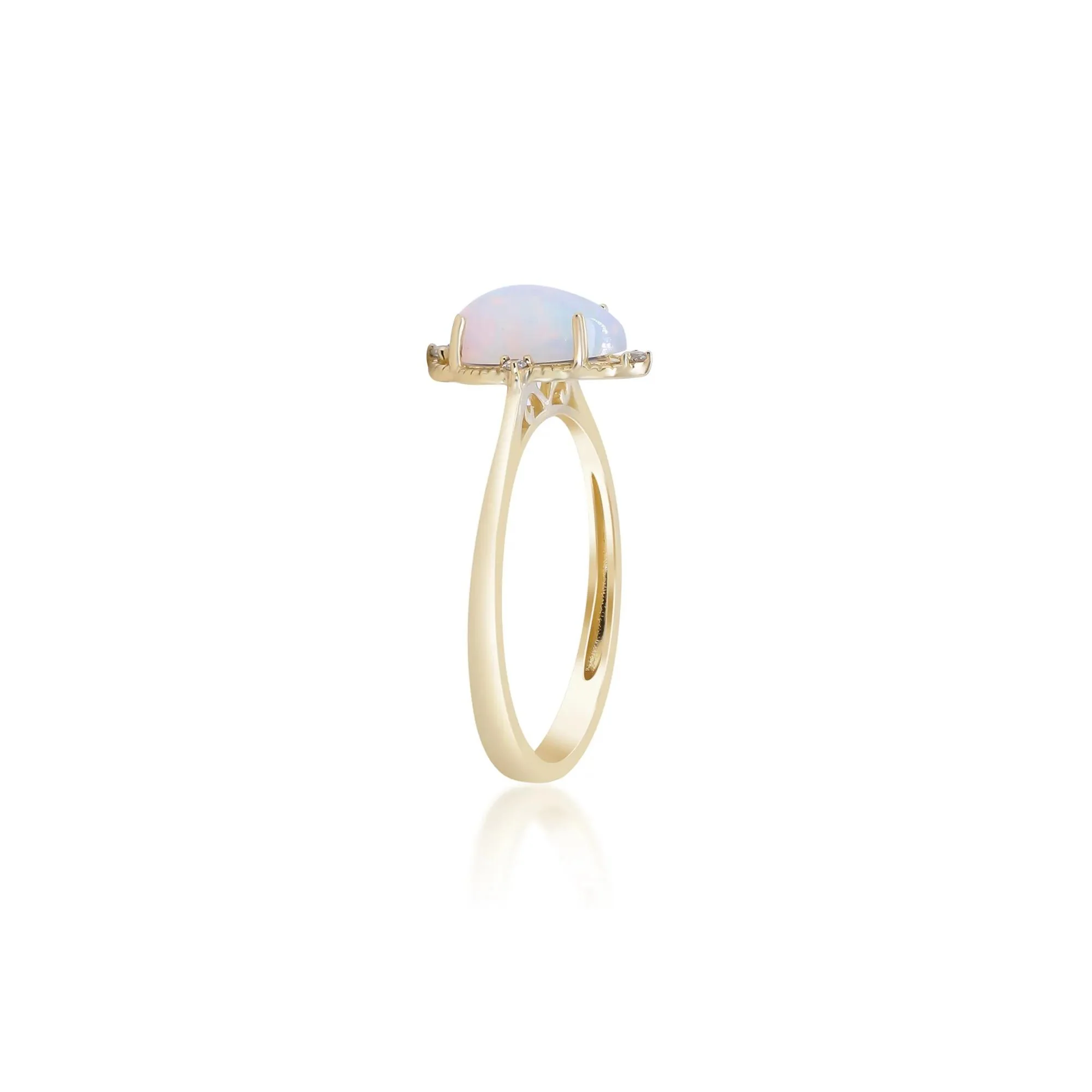 Opal and Diamond Accent Ring 10K Yellow Gold Size 7 - Image 2