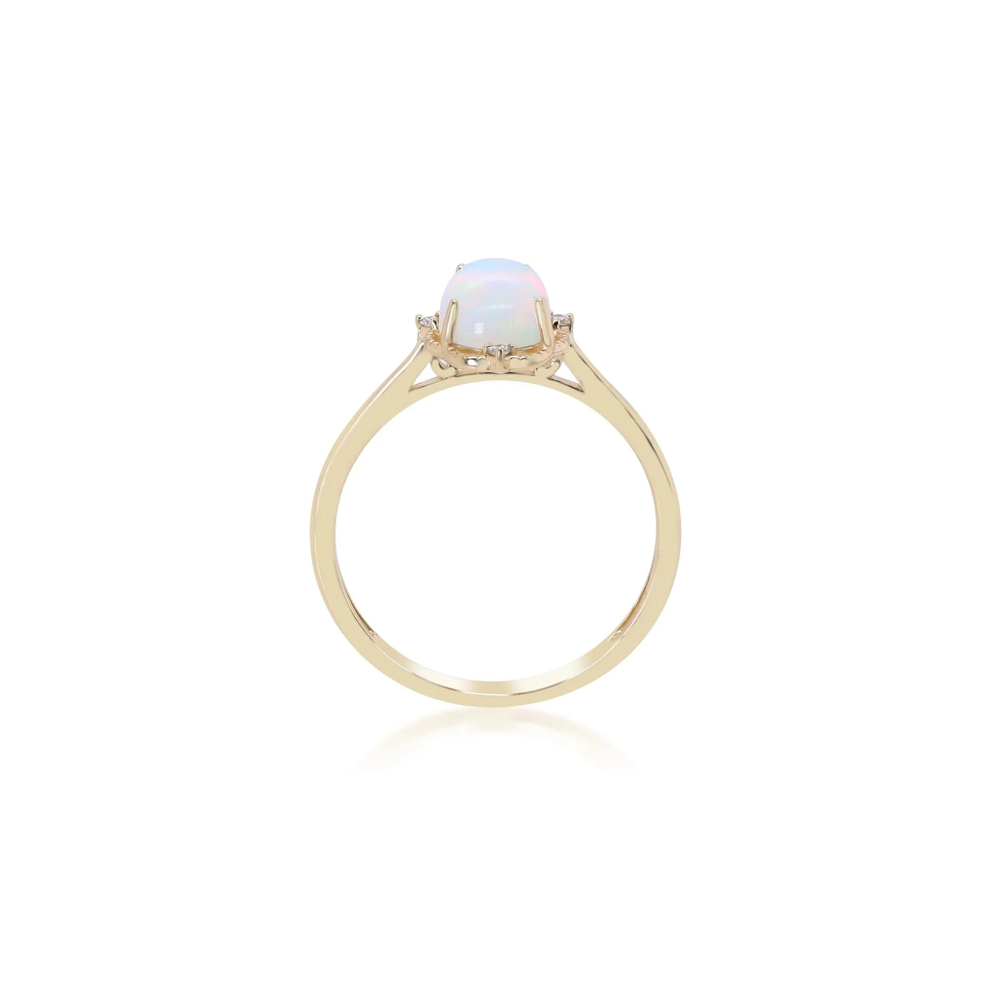 Opal and Diamond Accent Ring 10K Yellow Gold Size 7 - Image 3