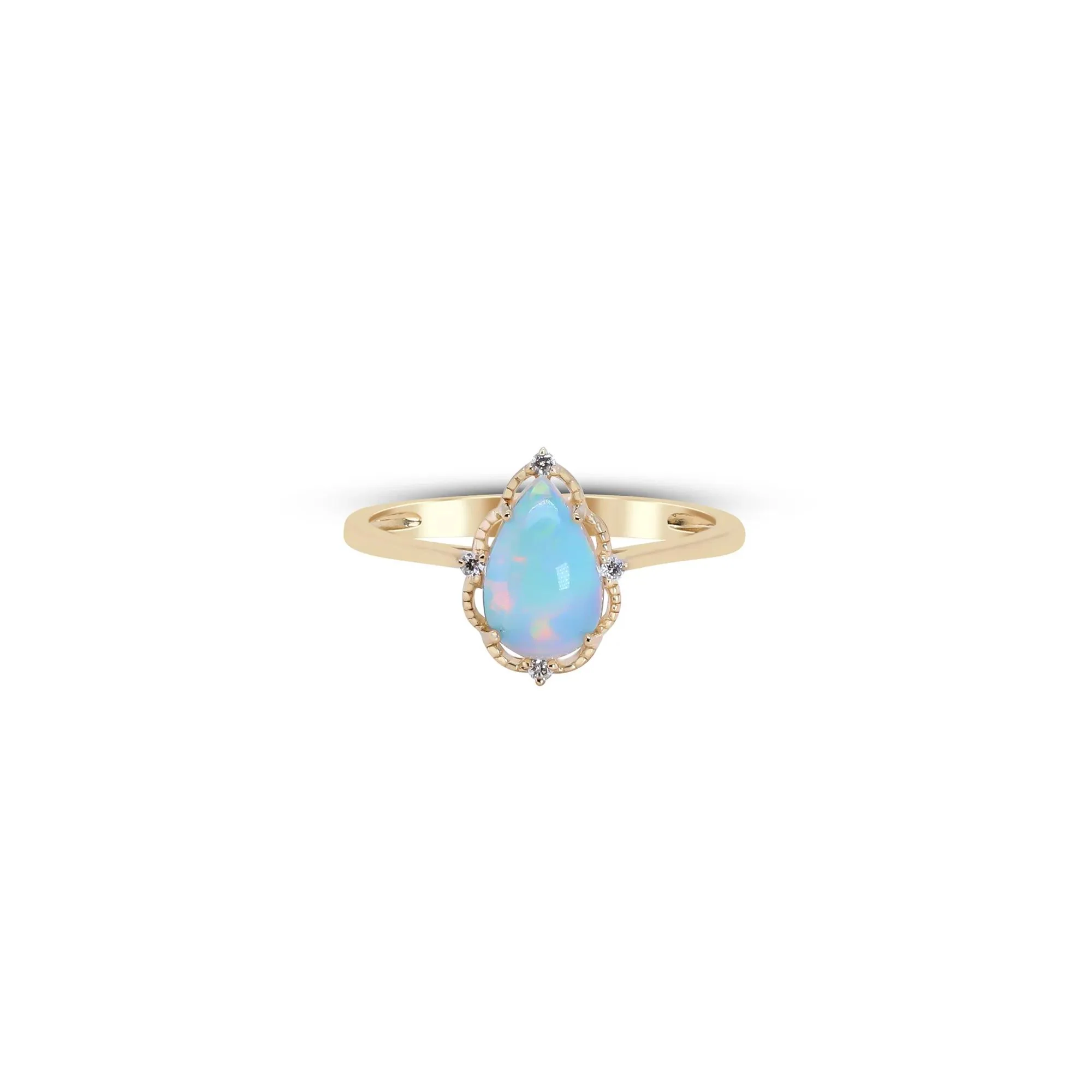 Opal and Diamond Accent Ring 10K Yellow Gold Size 7 - Image 4