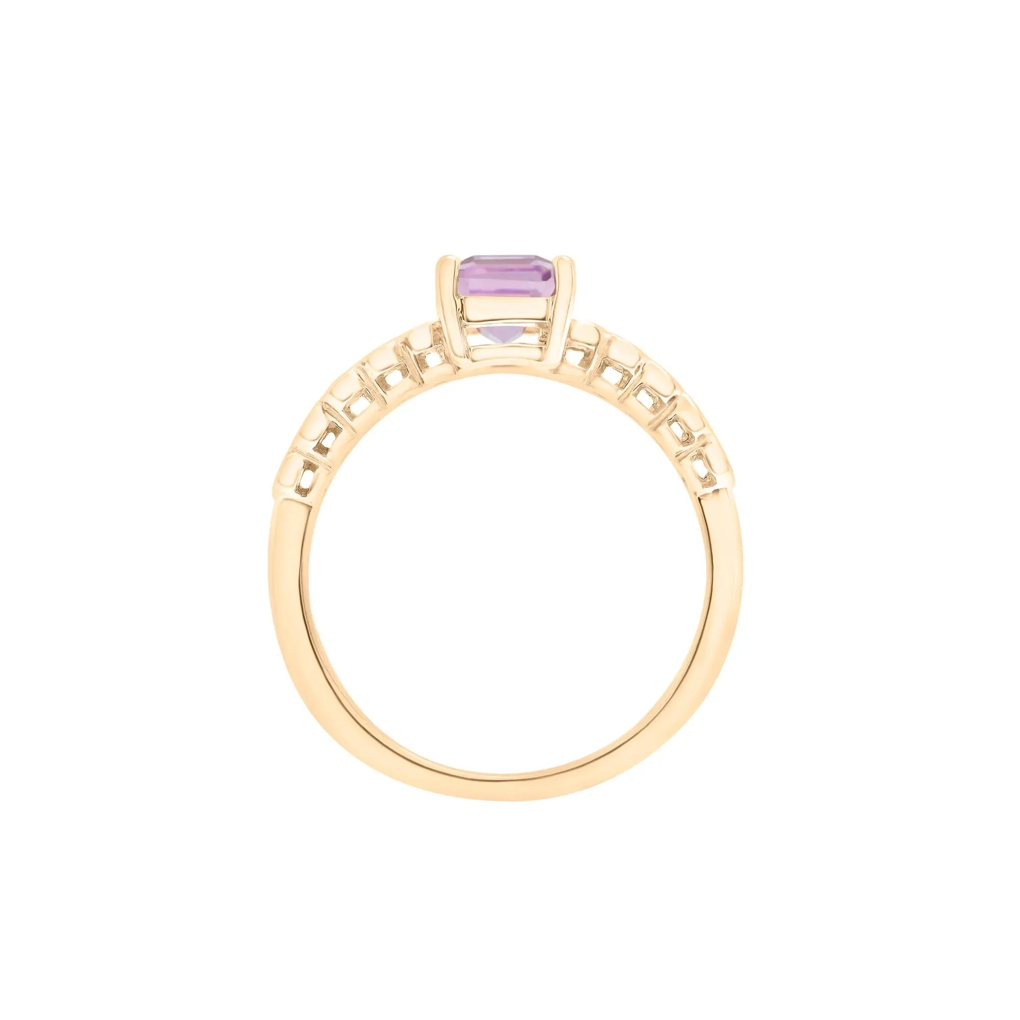 1/10 CT. Tw) Rose De France and Diamond Ring 10K Yellow Gold ( Size 6.5 1.5mm - Image 2