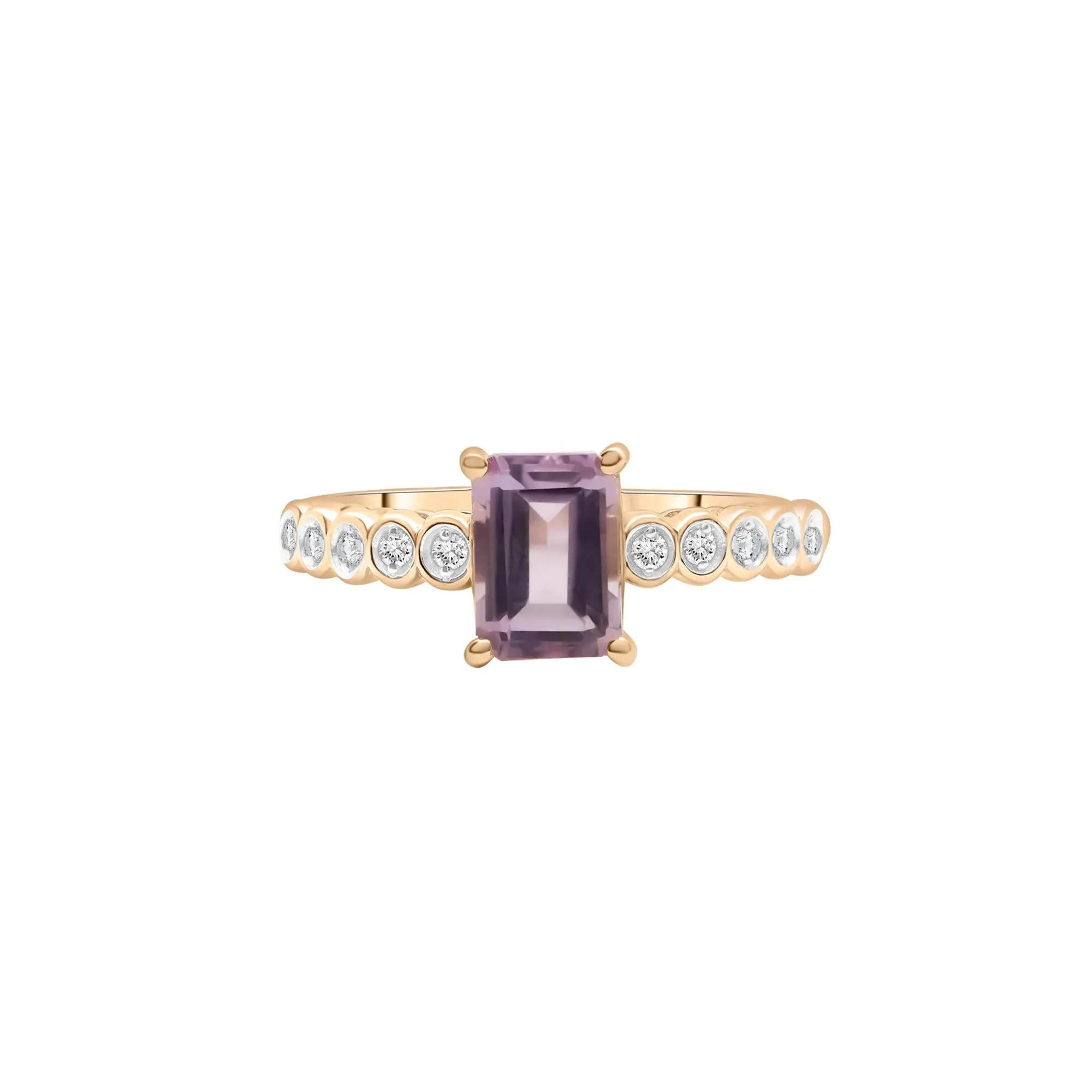 1/10 CT. Tw) Rose De France and Diamond Ring 10K Yellow Gold ( Size 7.5 1.5mm