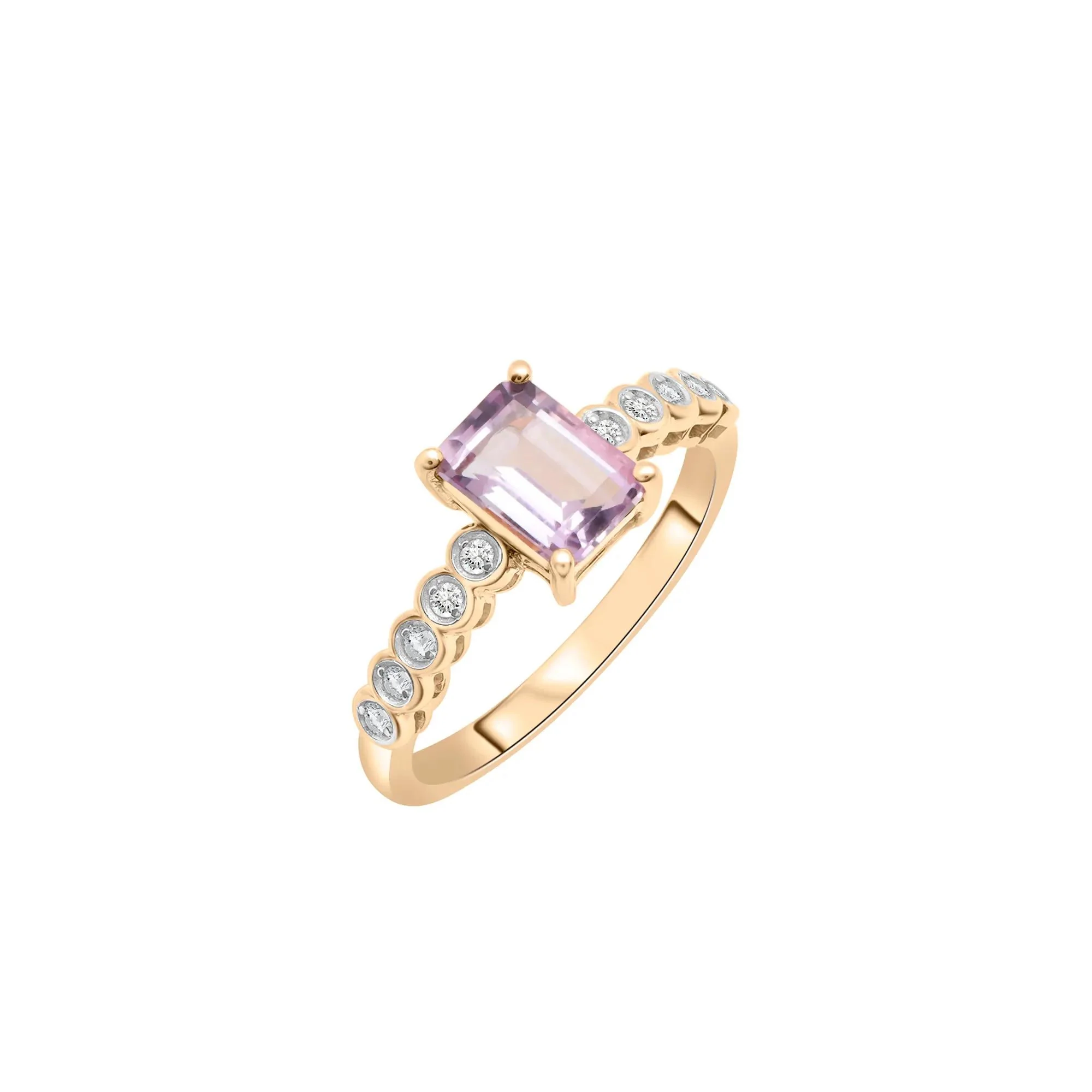 1/10 CT. Tw) Rose De France and Diamond Ring 10K Yellow Gold ( Size 7.5 1.5mm - Image 5