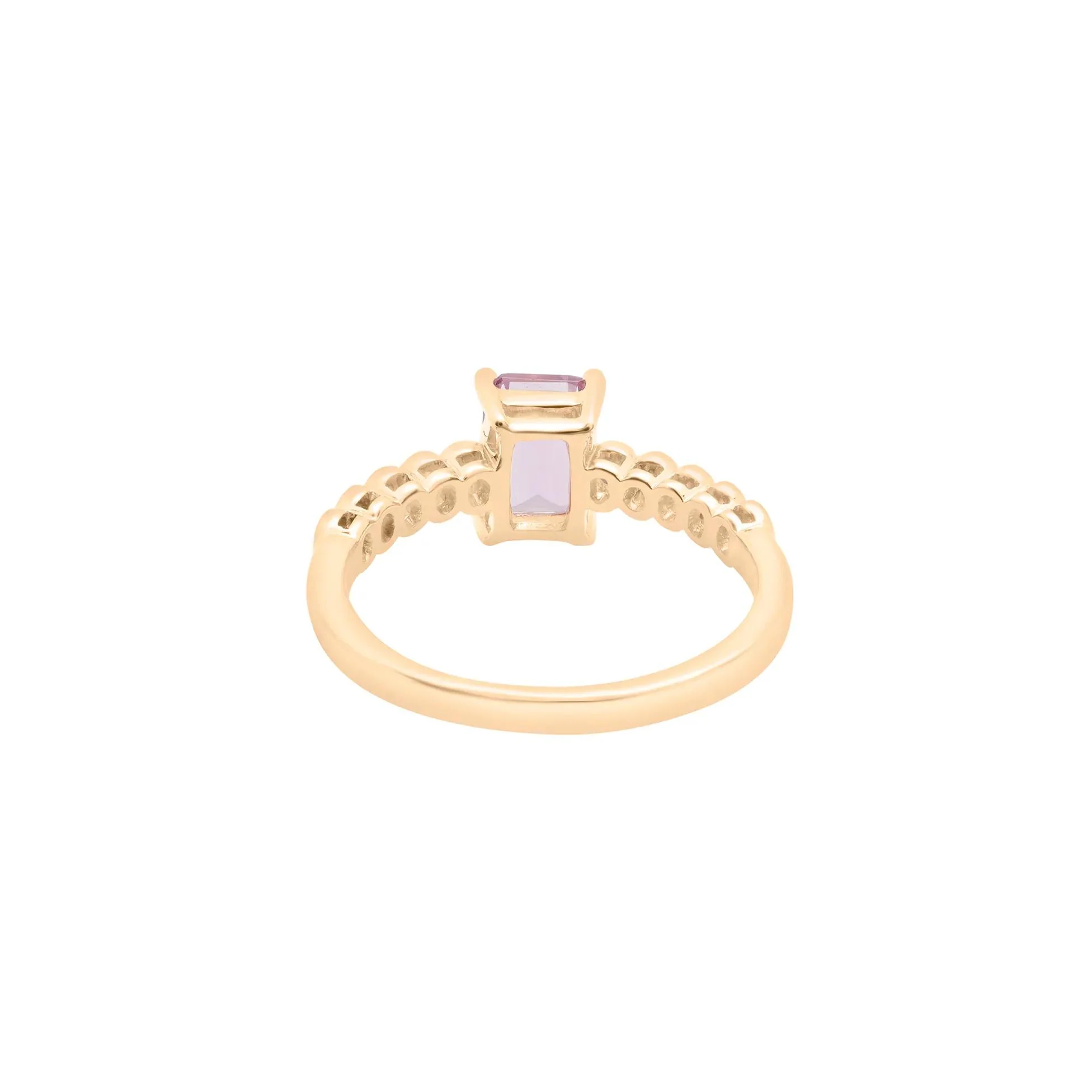 1/10 CT. Tw) Rose De France and Diamond Ring 10K Yellow Gold ( Size 9 1.5mm - Image 4