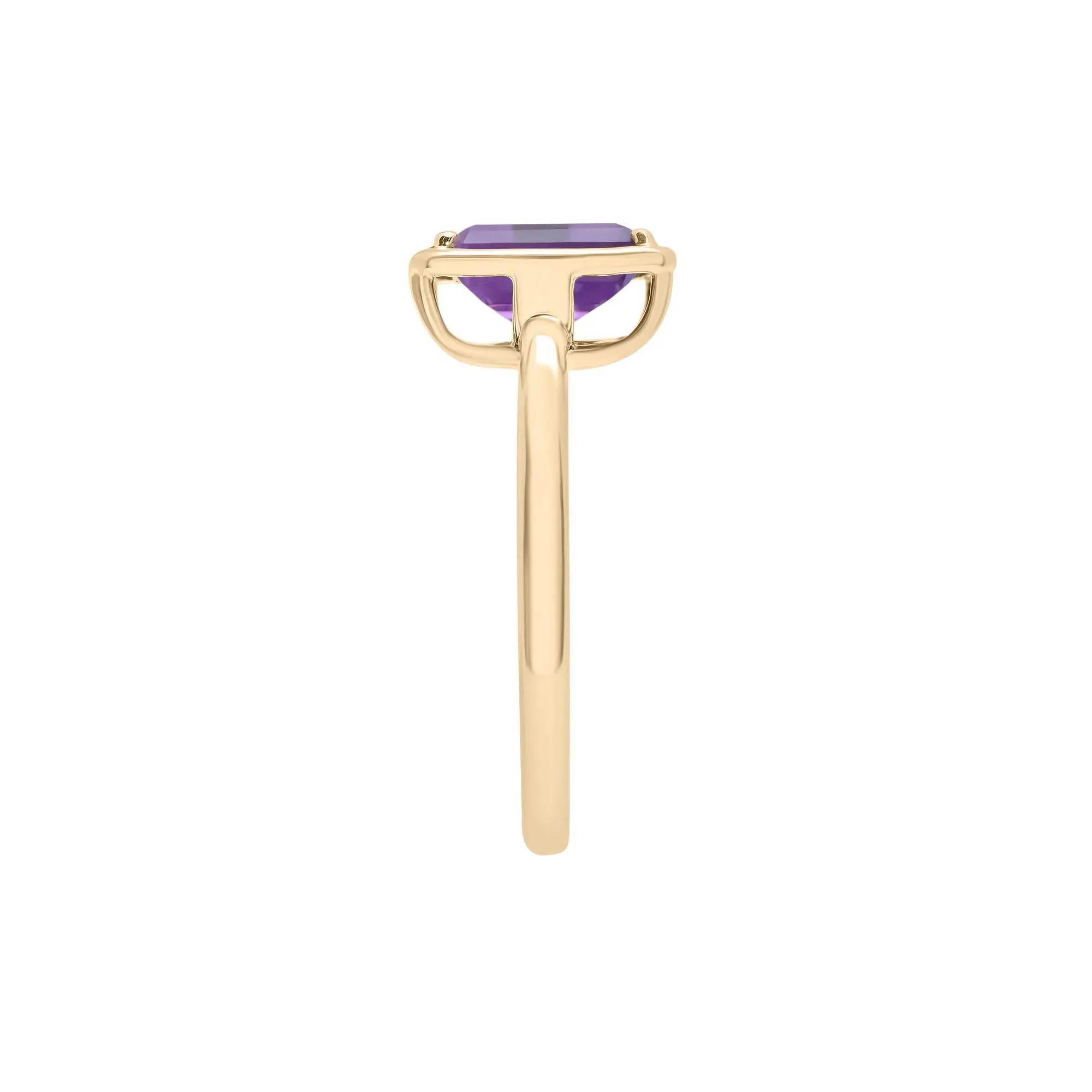 Faux-Bezel Amethyst Ring 10K Yellow Gold Size 7 1.5mm - Image 3