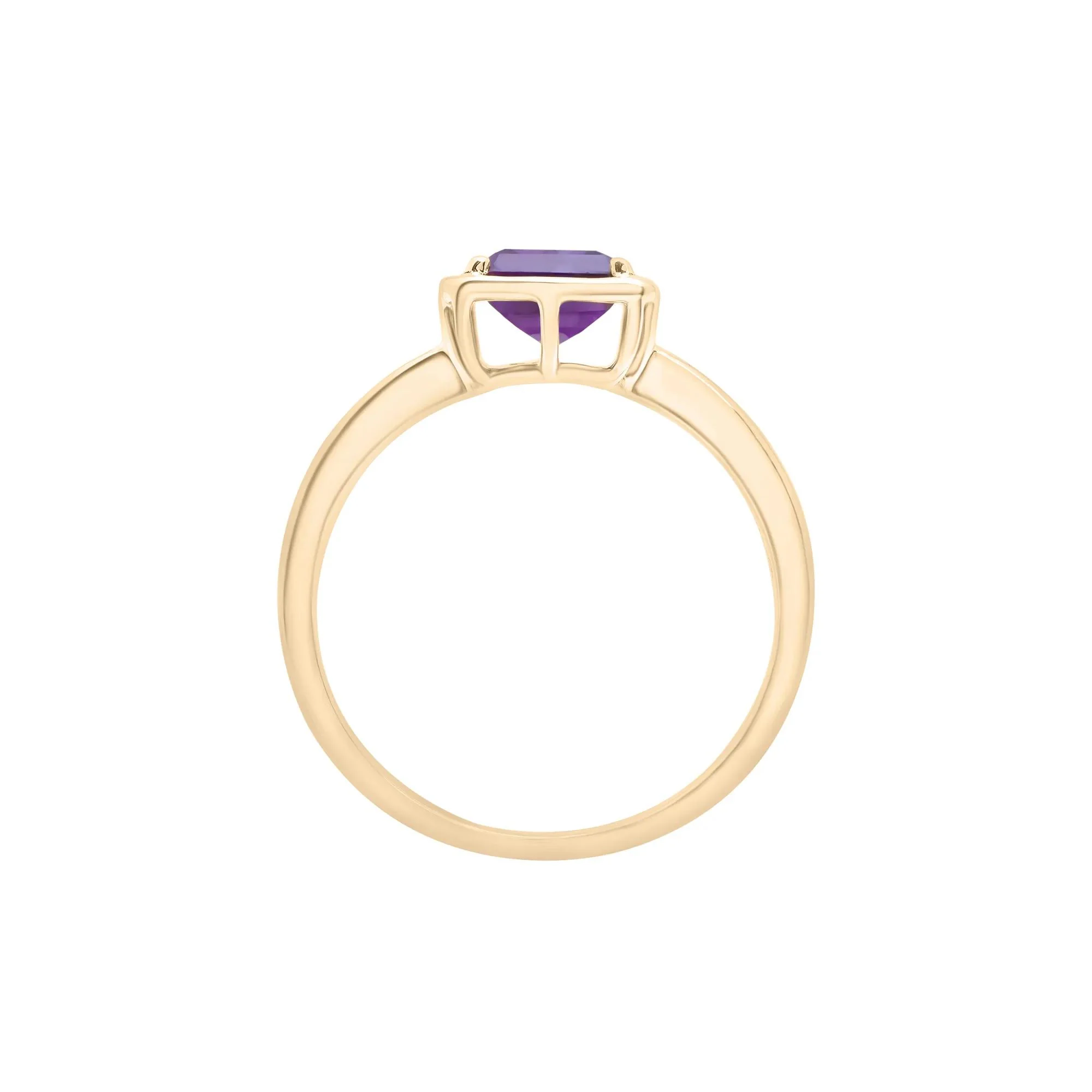 Faux-Bezel Amethyst Ring 10K Yellow Gold Size 9 1.5mm - Image 2