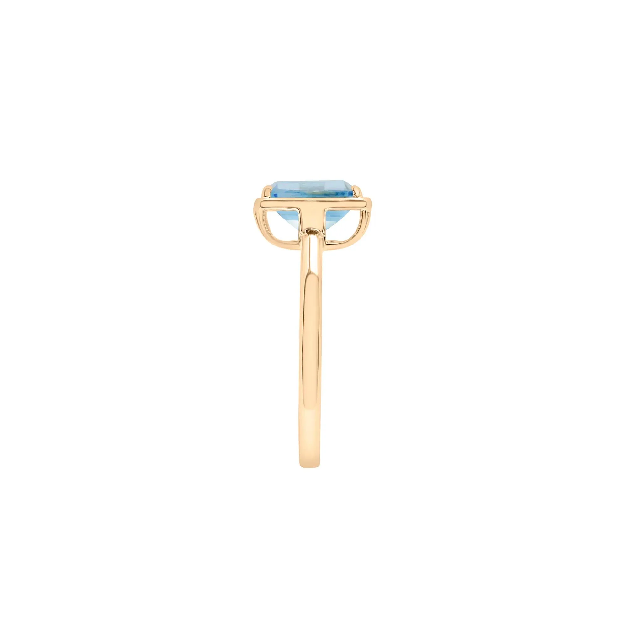 Faux-Bezel Blue Topaz Ring 10K Yellow Gold Size 9 1.5mm - Image 3