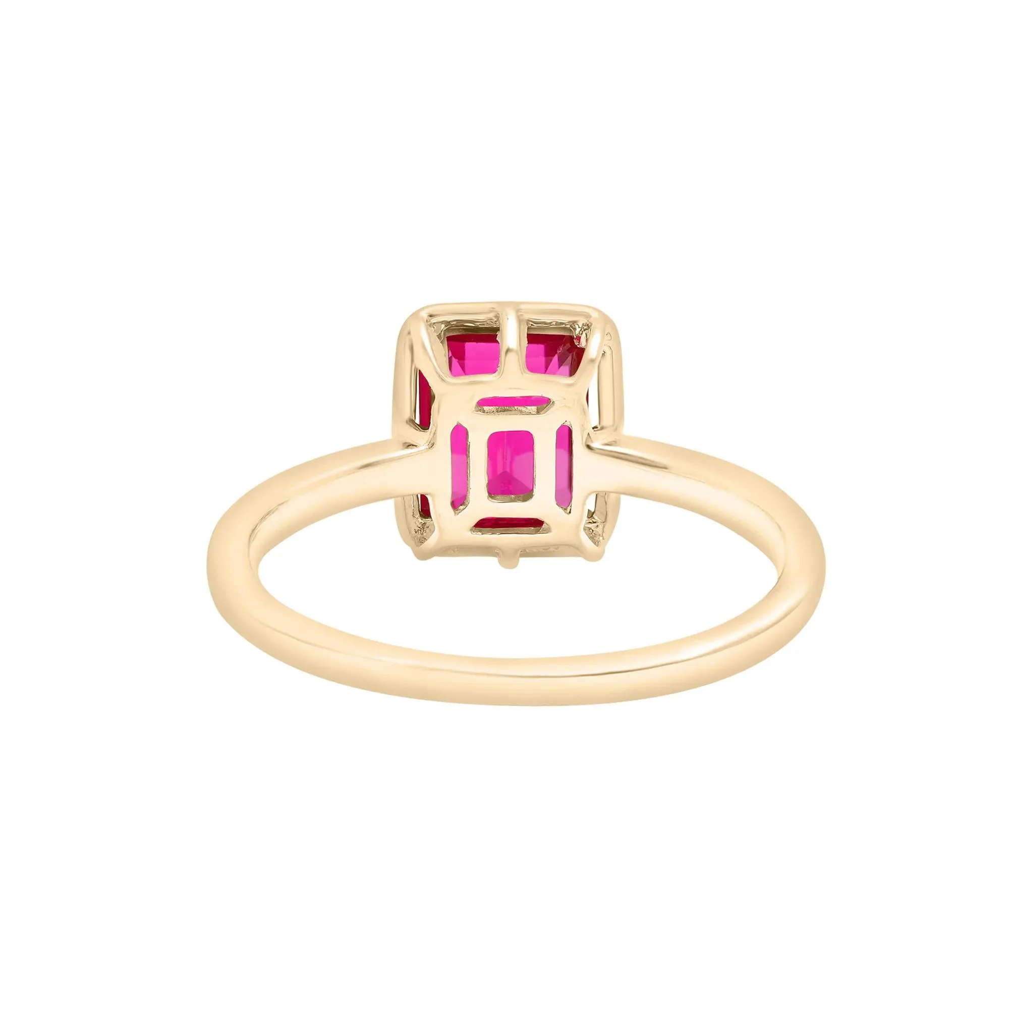 Faux-Bezel Ruby Ring 10K Yellow Gold Size 6 1.5mm - Image 4