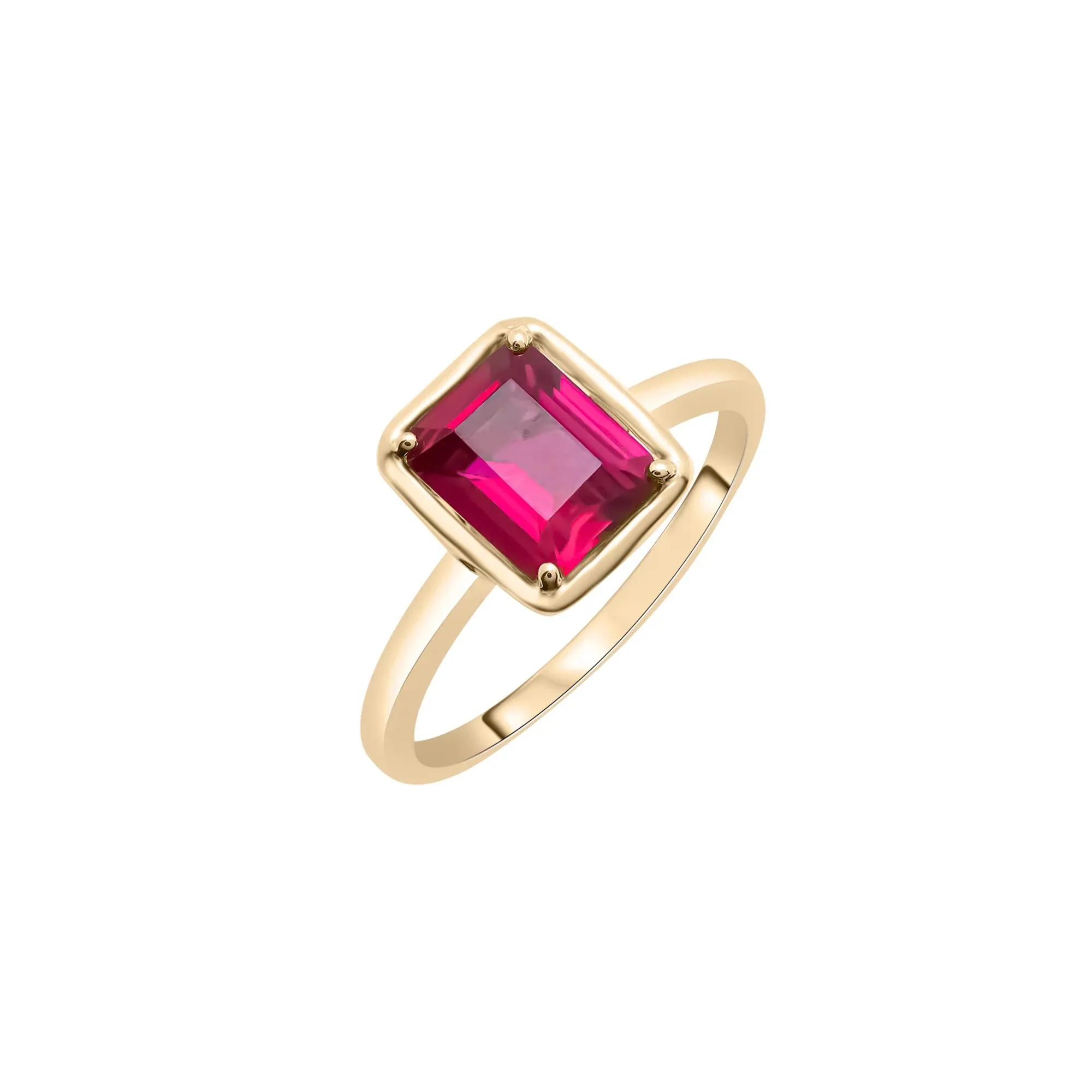 Faux-Bezel Ruby Ring 10K Yellow Gold Size 9 1.5mm - Image 5
