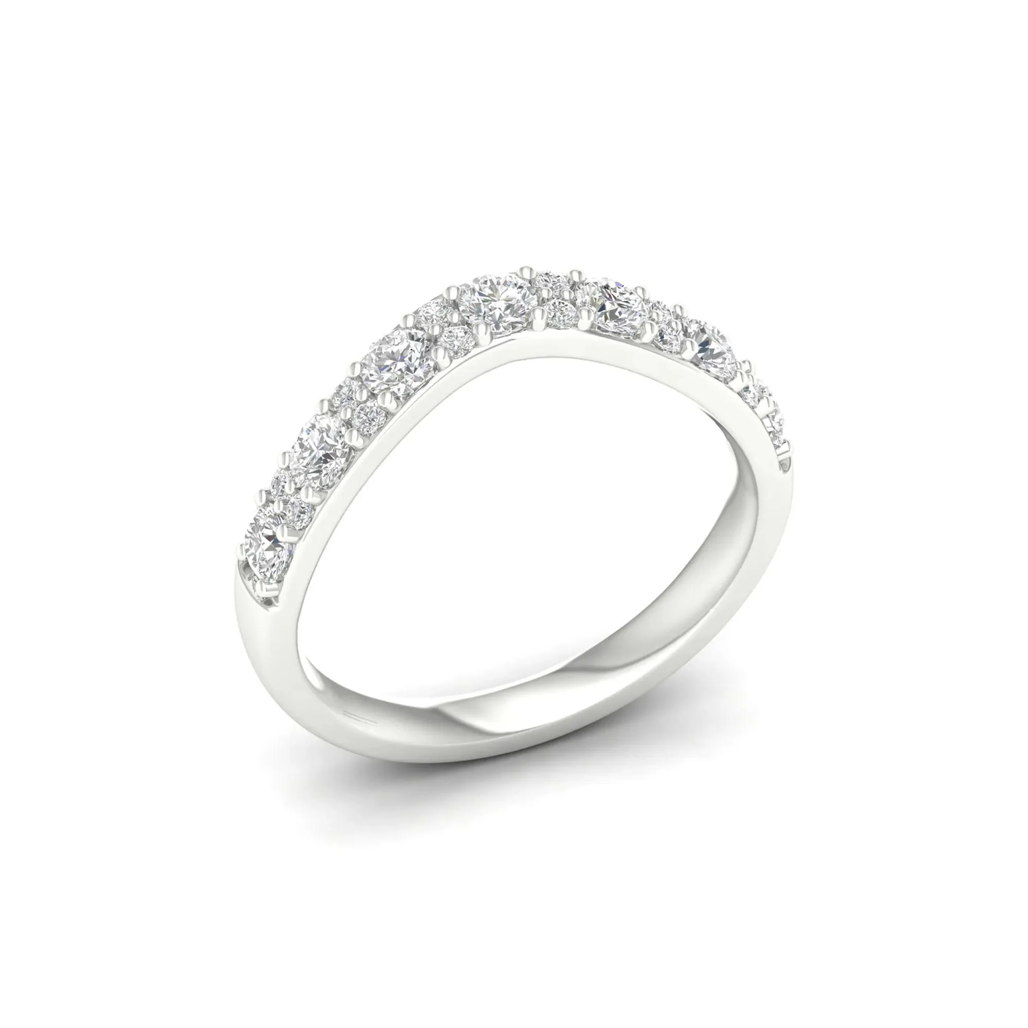 3/4 CT. Tw. Lab Grown Diamond Contour Band Ring 14K White Gold Size 9 - Image 4