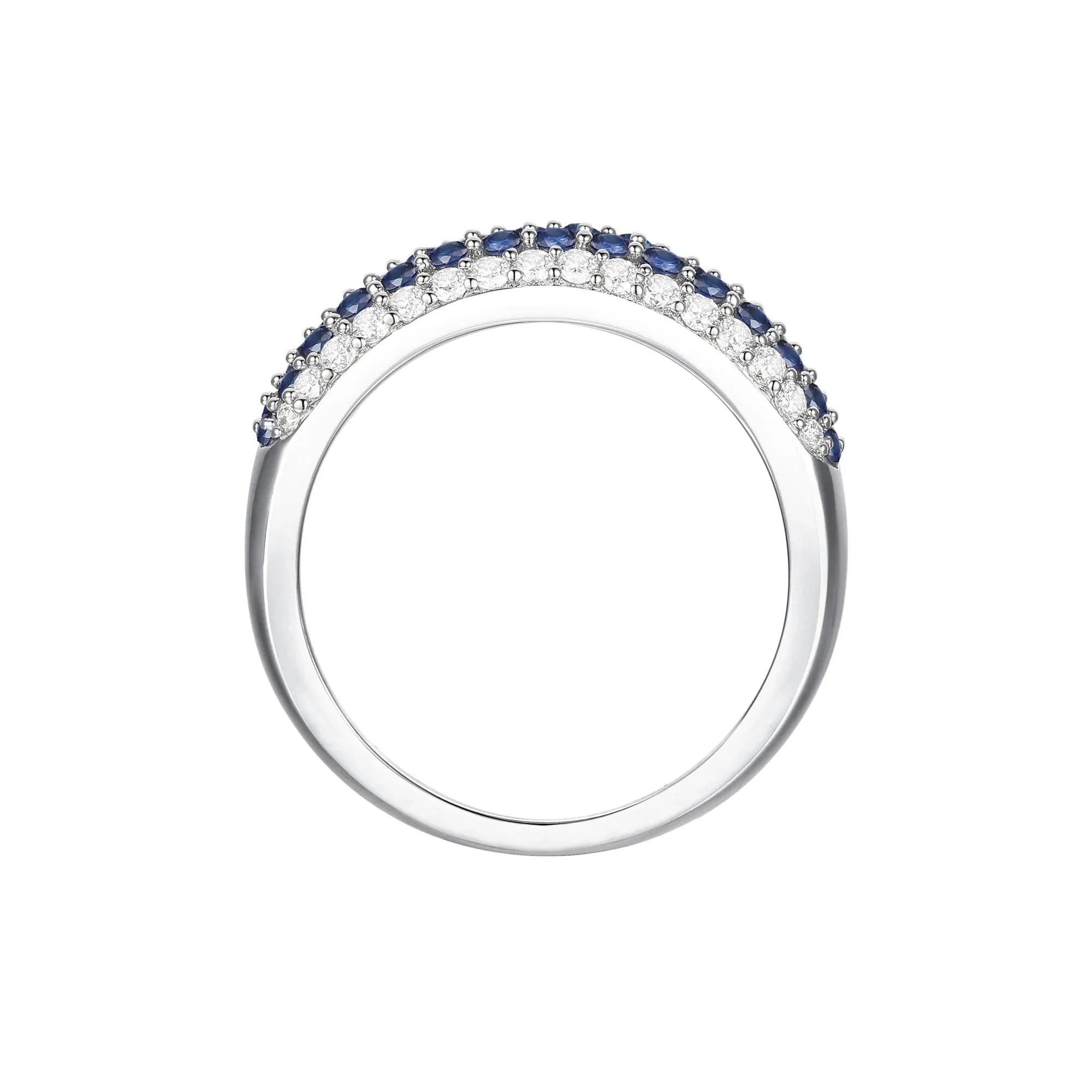 3/8 CT. Tw. Blue Sapphire and Diamond Ring 10K White Gold Size 7 - Image 3