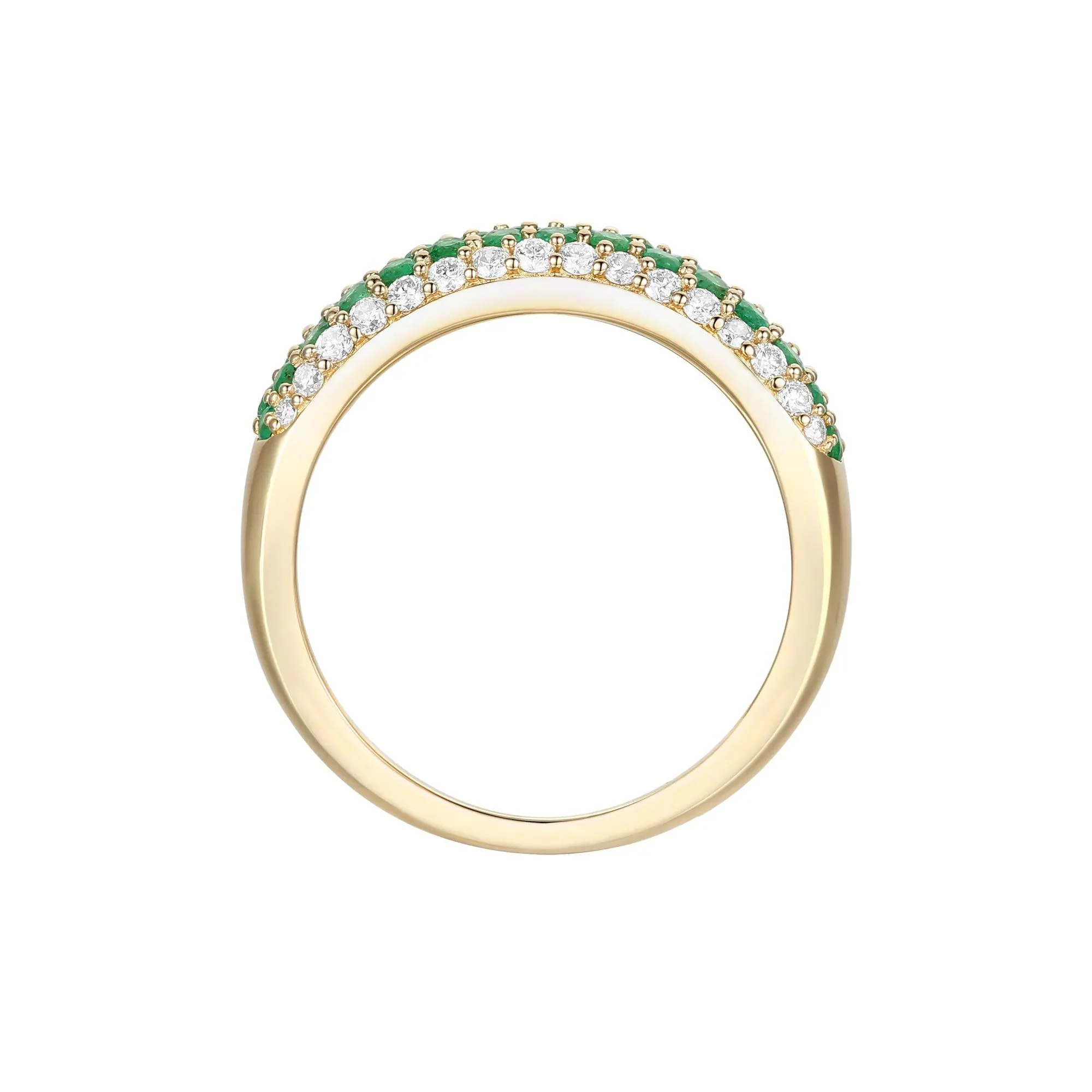 3/8 CT. Tw. Emerald and Diamond Ring 10K Yellow Gold Size 7 - Image 3