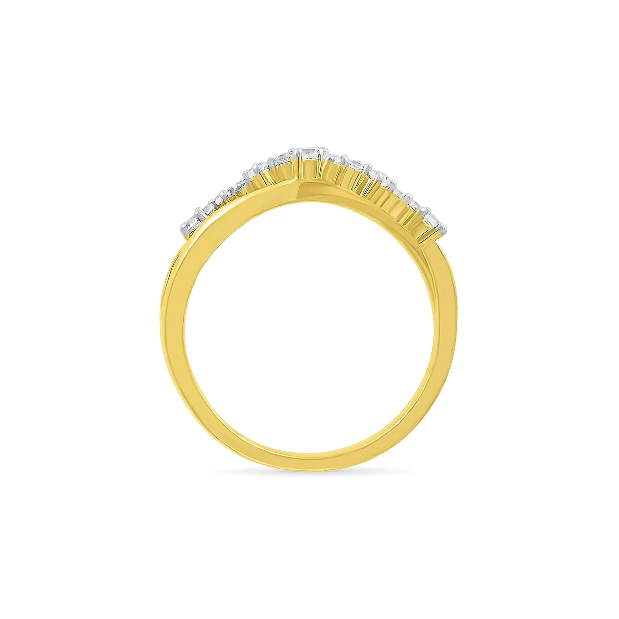 1/5 CT. Tw. Diamond Twist Ring 10K Yellow Gold Round Brilliant Cut Size 6 - Image 2