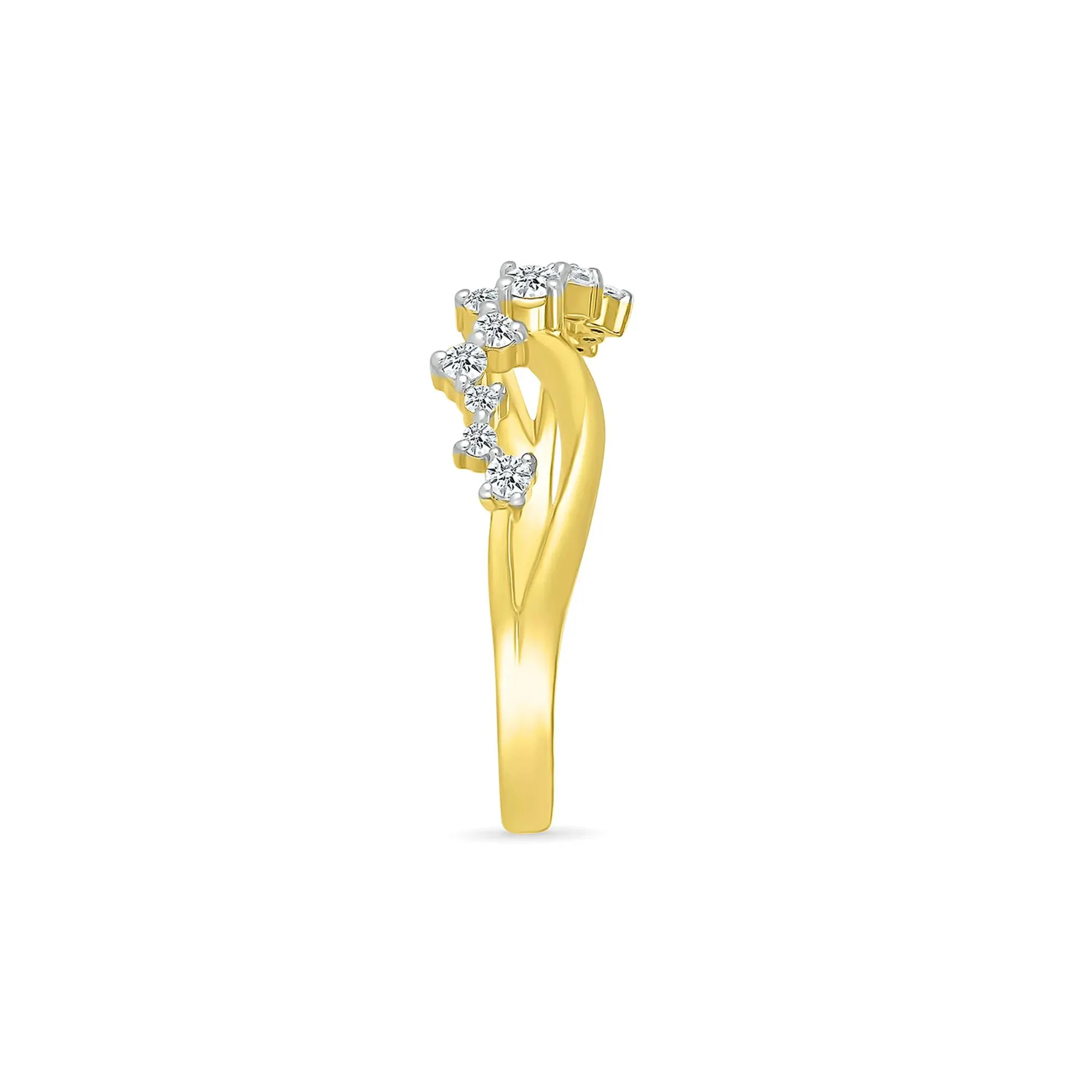 1/5 CT. Tw. Diamond Twist Ring 10K Yellow Gold Round Brilliant Cut Size 9 - Image 3