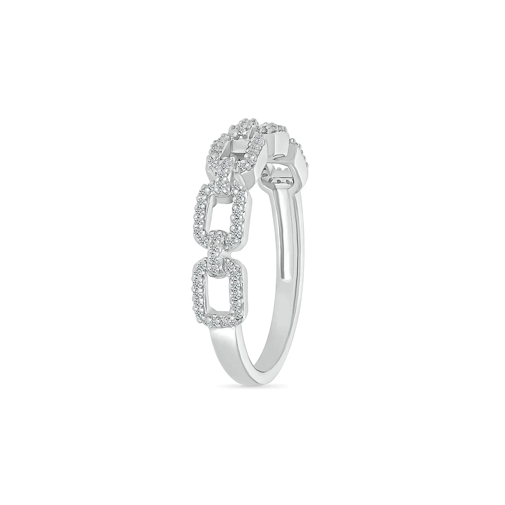 1/5 CT. Tw. Diamond Link Ring .925 Sterling Silver White Size 6 - Image 5