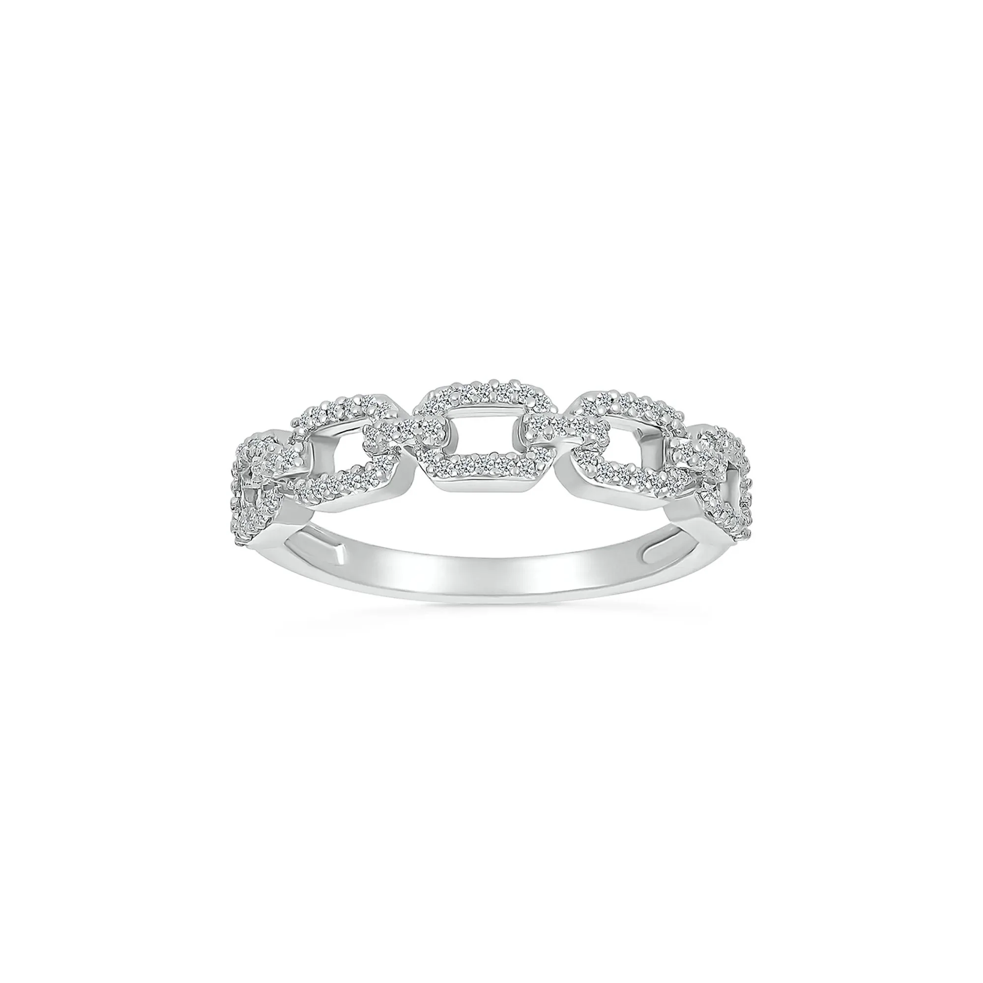 1/5 CT. Tw. Diamond Link Ring .925 Sterling Silver White Size 7 - Image 4