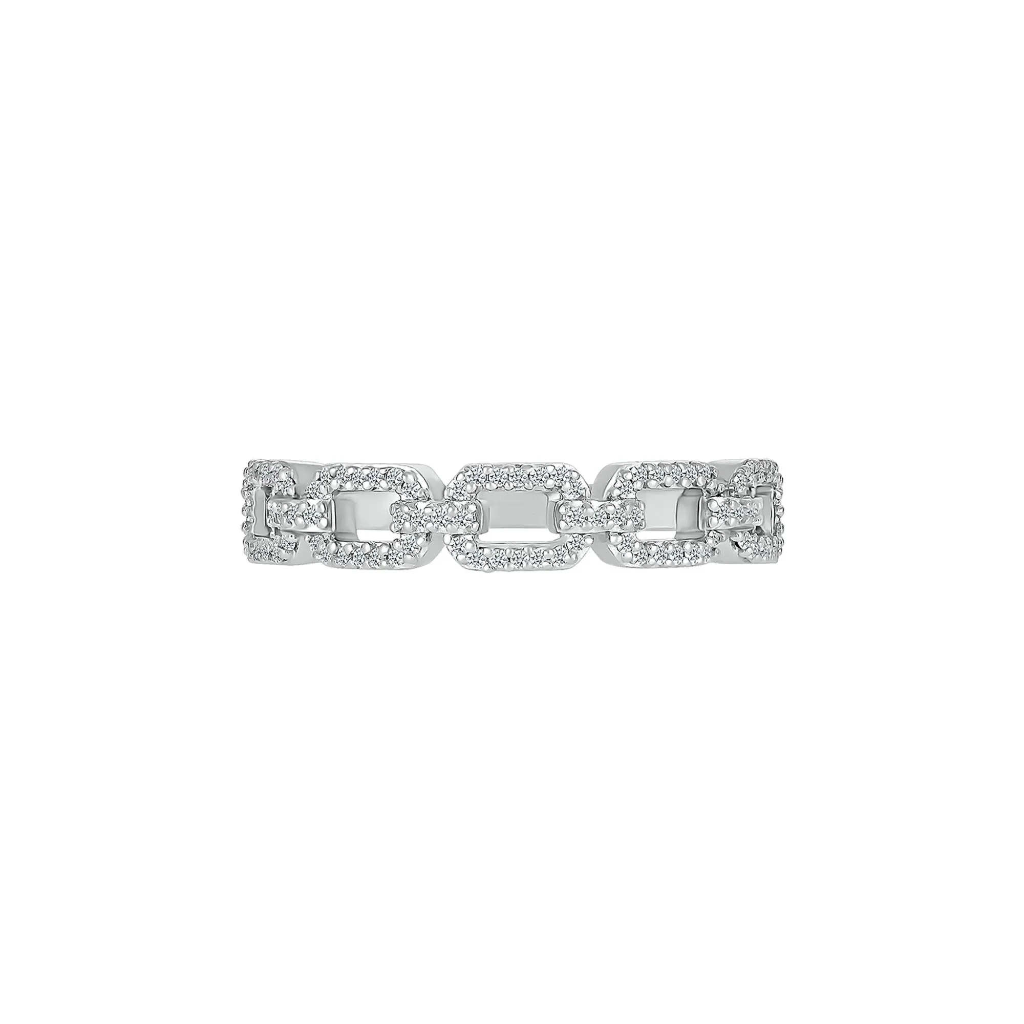 1/5 CT. Tw. Diamond Link Ring .925 Sterling Silver White Size 9