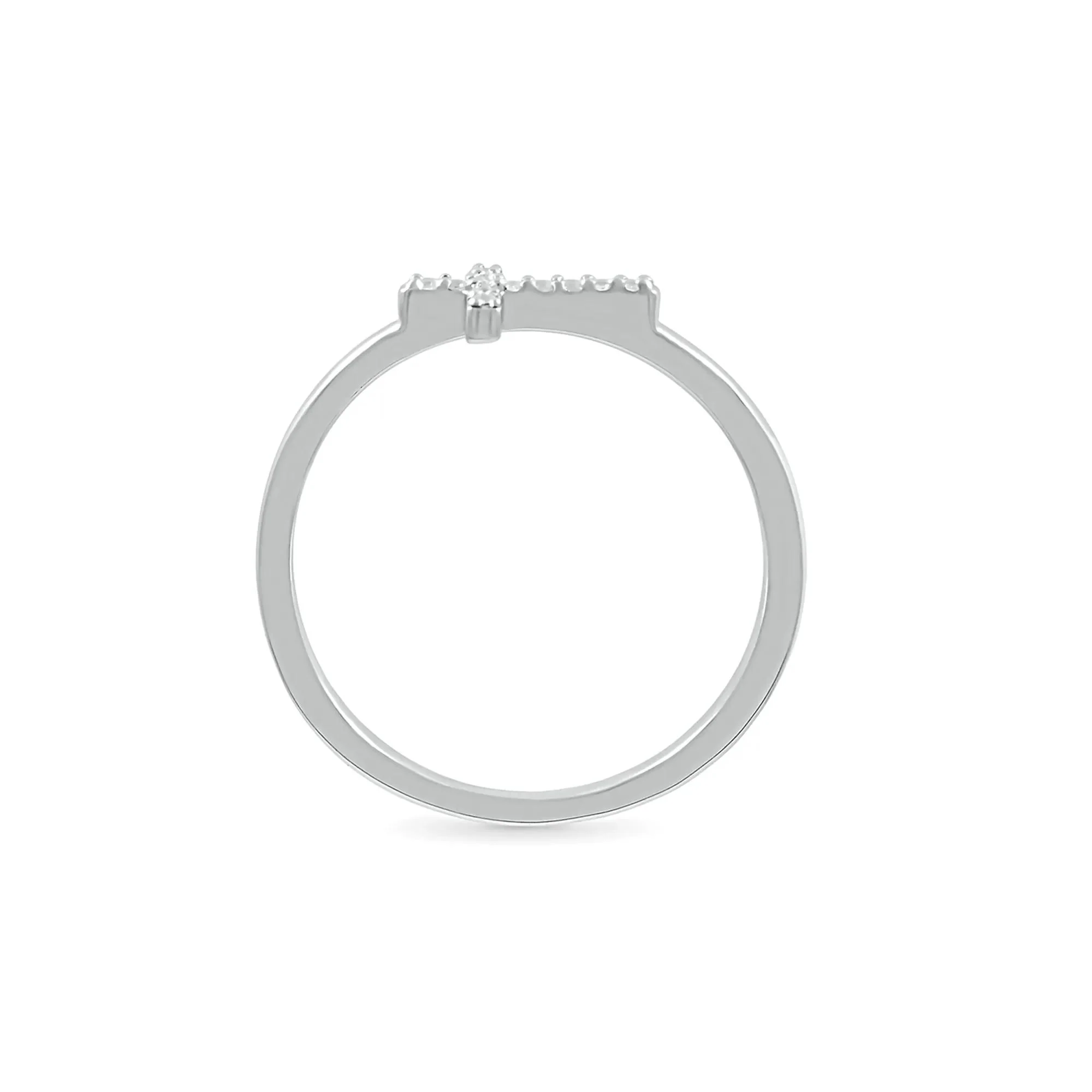 Diamond Accent Cross Ring .925 Sterling Silver White Size 8.5 - Image 2