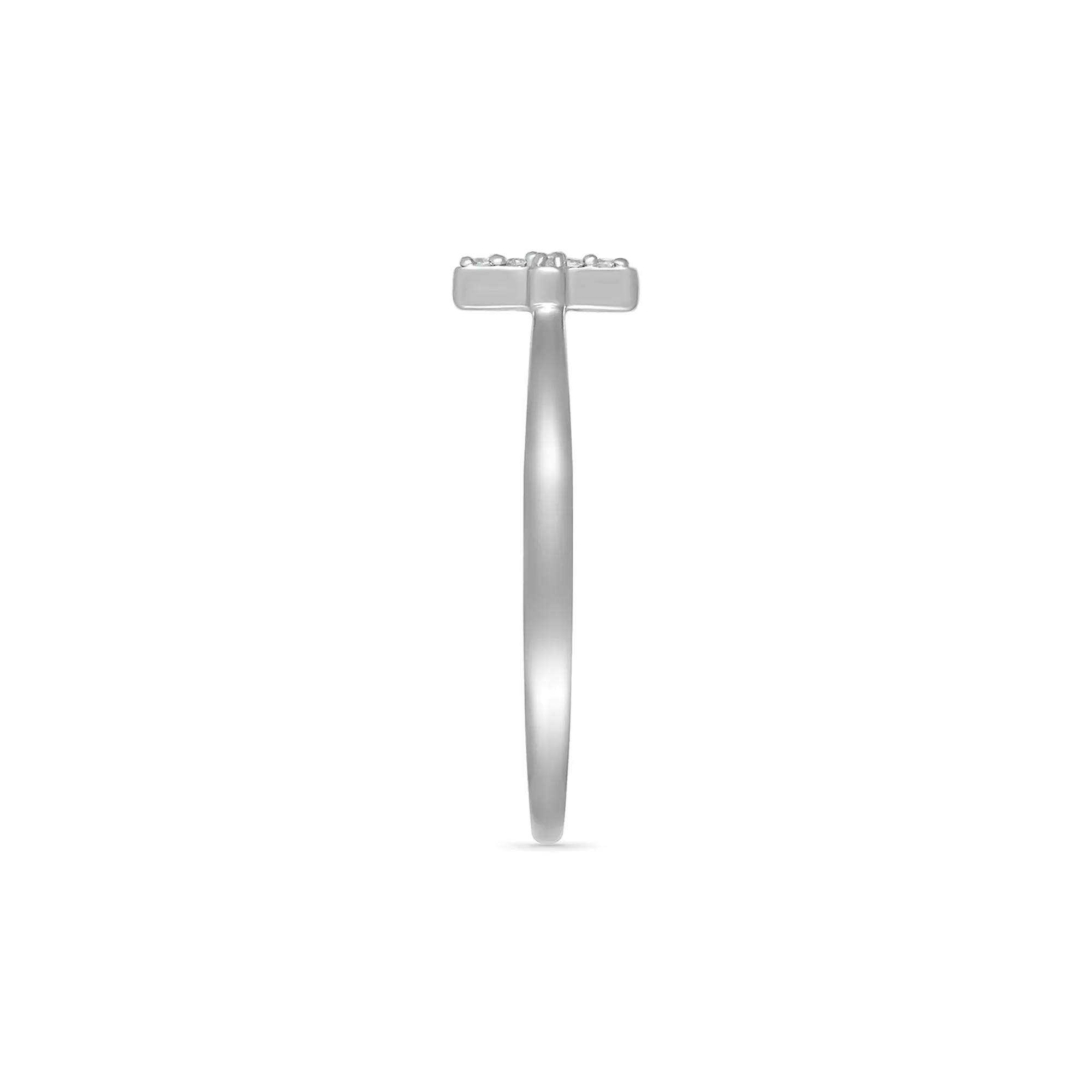 Diamond Accent Cross Ring .925 Sterling Silver White Size 8.5 - Image 3