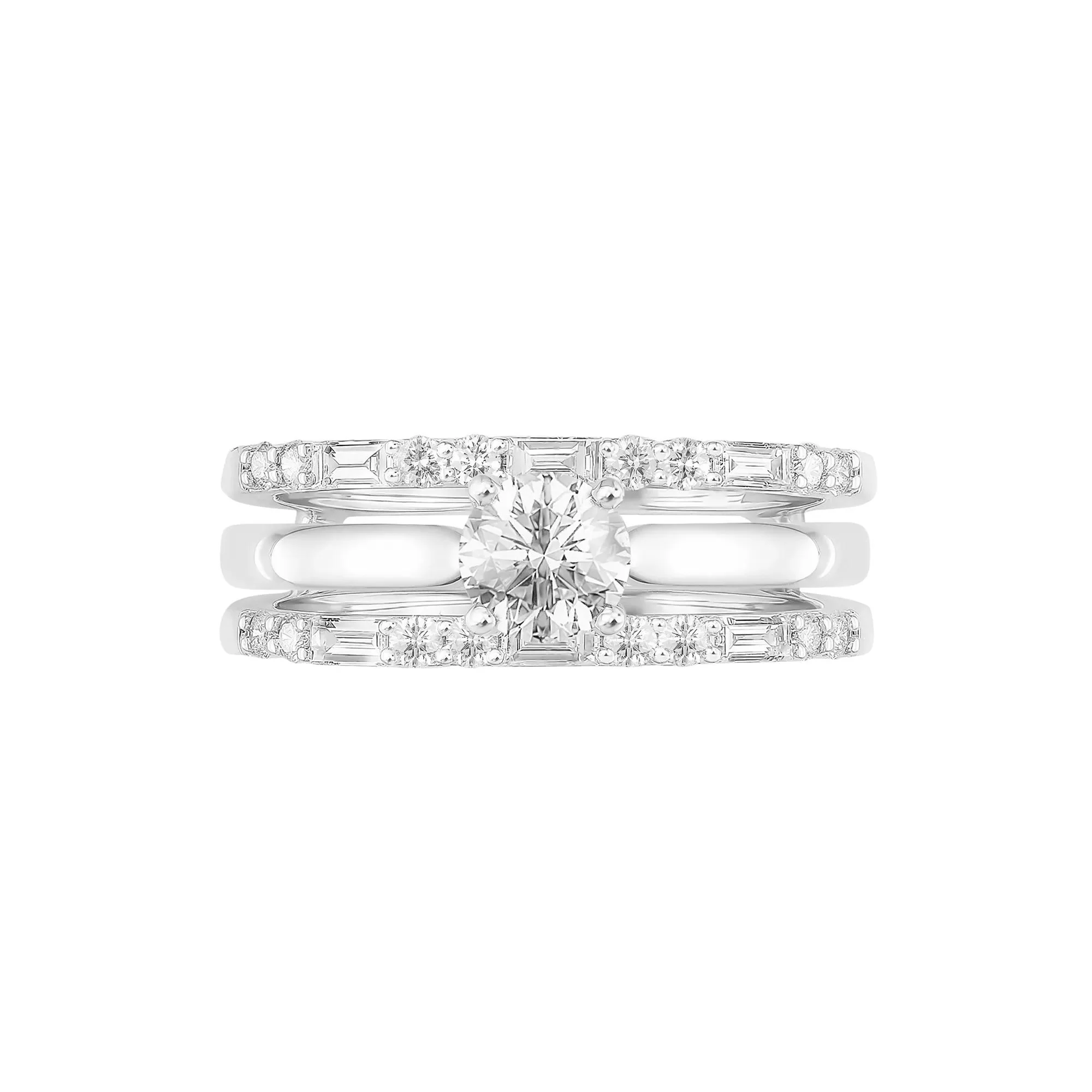 1/2 CT. Tw. Diamond Ring Insert 14K White Gold Round Brilliant Cut Size 8.5 - Image 4