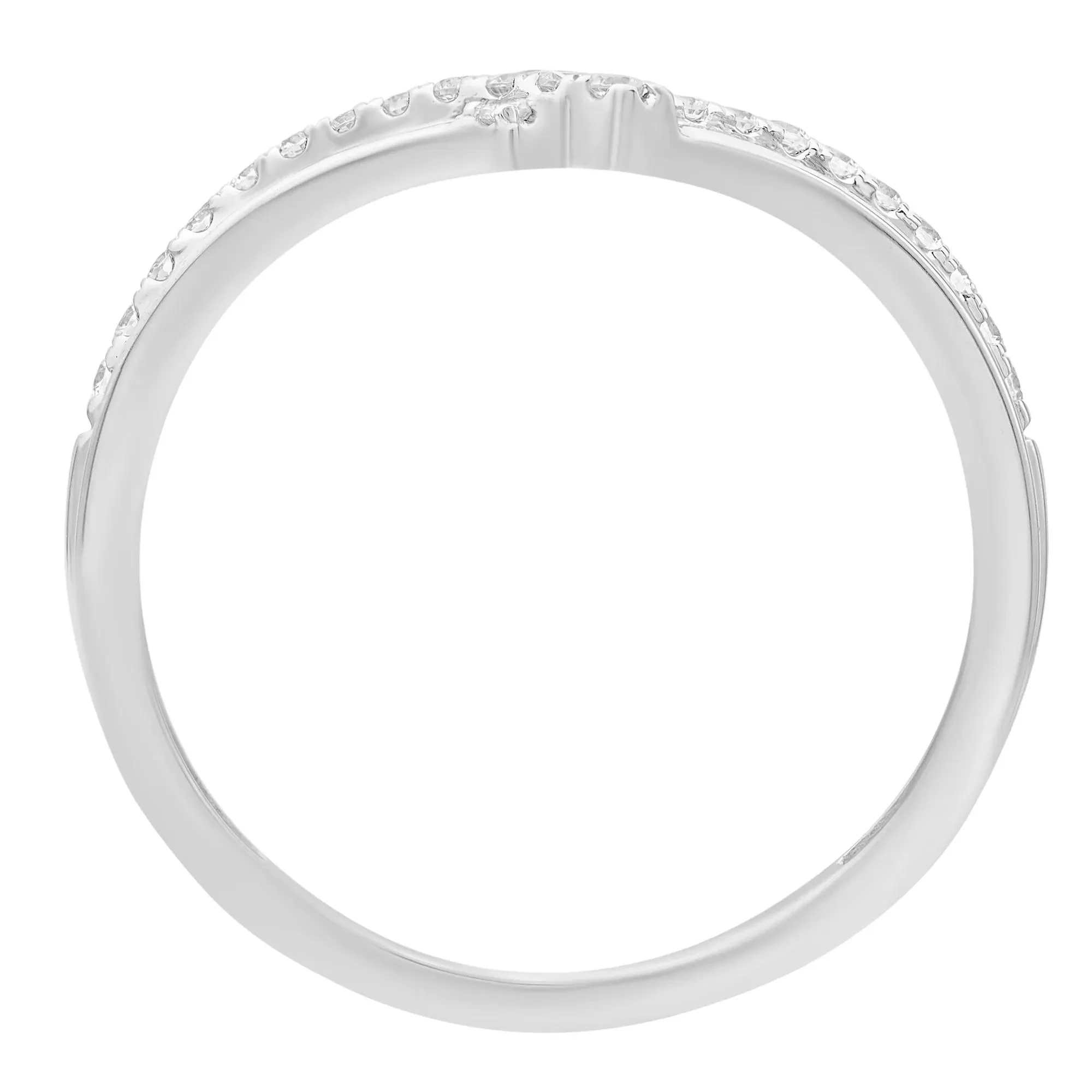 1/7 CT. Tw. Diamond Contour Band Ring 10K White Gold Round Brilliant Cut Size 7.5 - Image 2