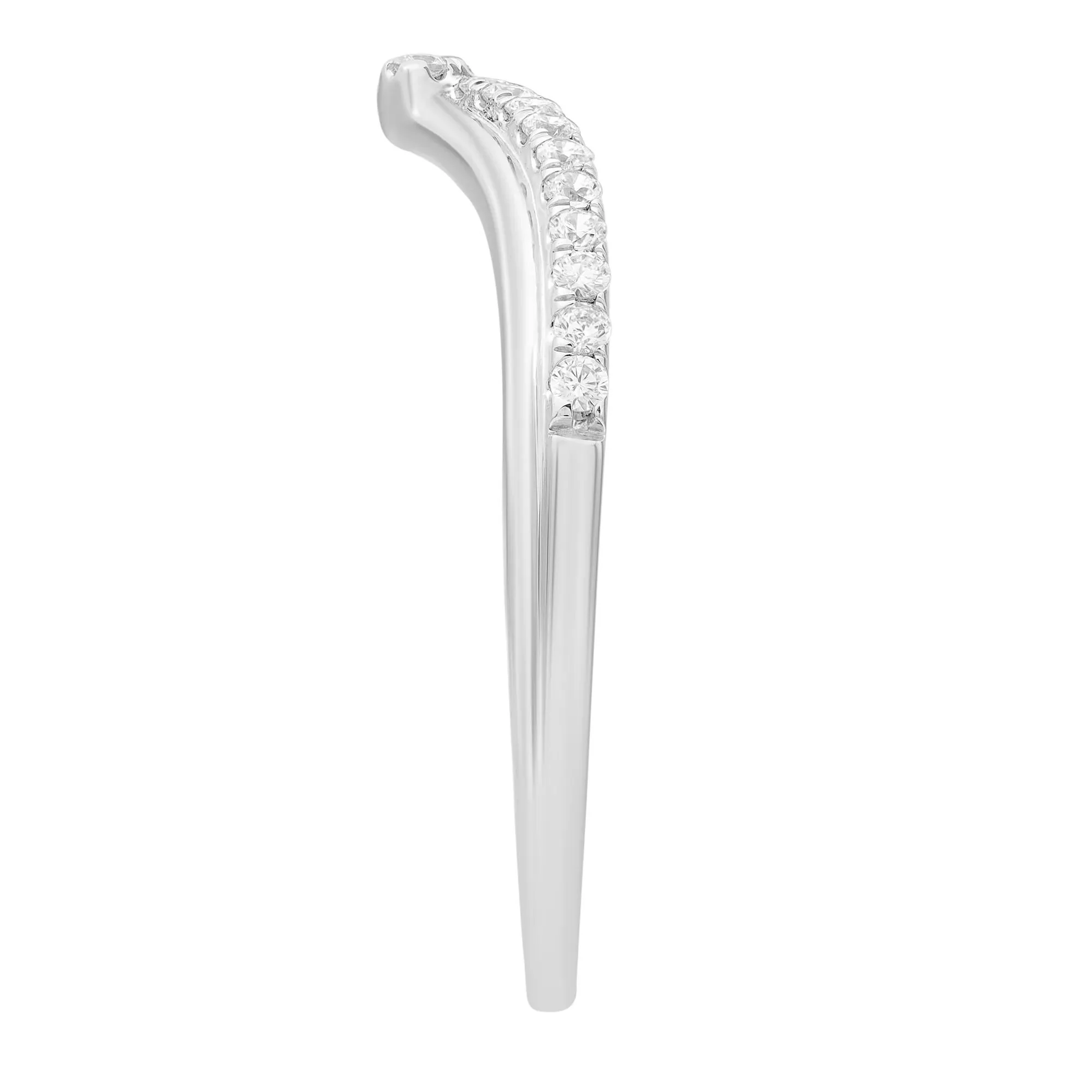 1/7 CT. Tw. Diamond Contour Band Ring 10K White Gold Round Brilliant Cut Size 7.5 - Image 3