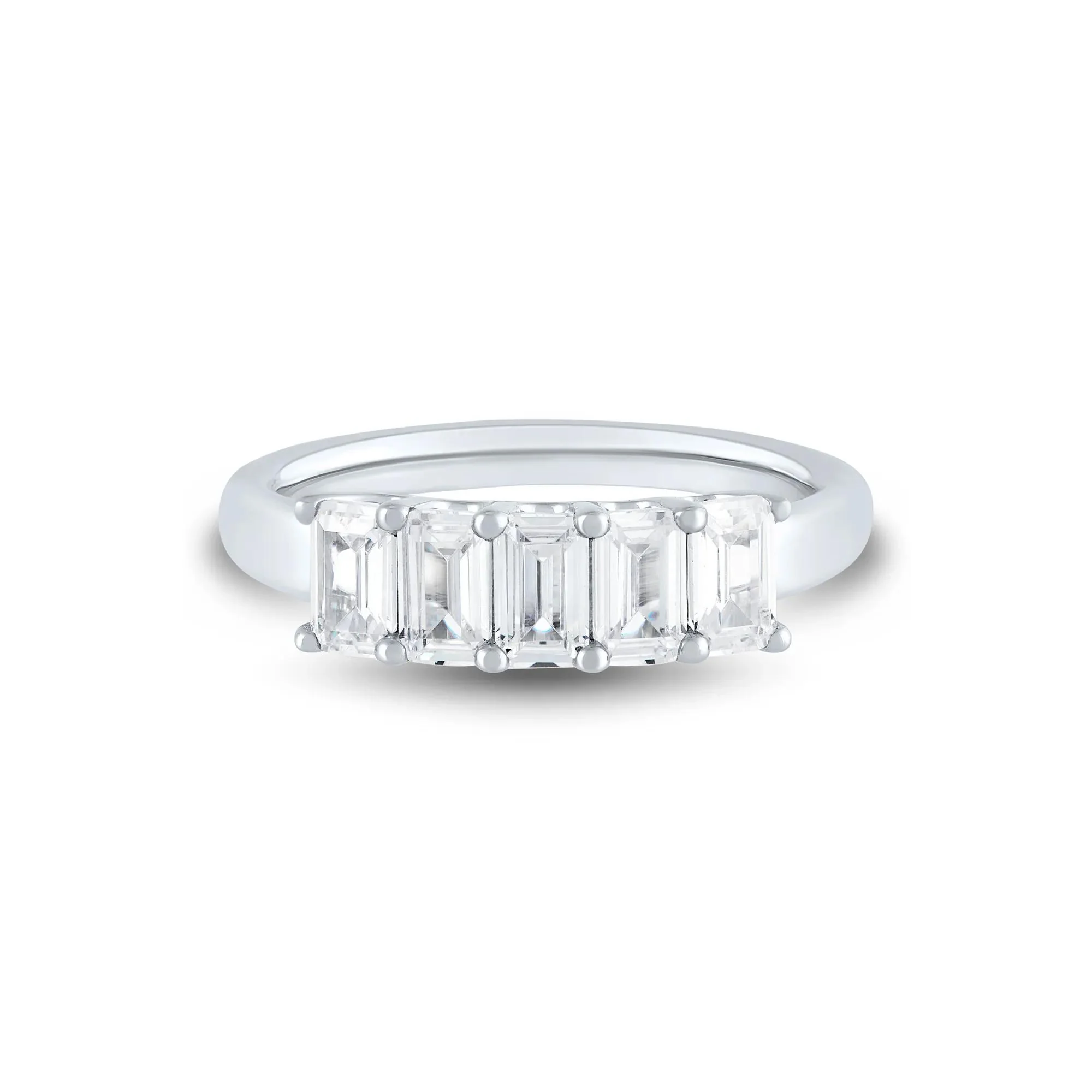 Lab Grown Diamond Five-Stone Emerald-Cut Band Ring 14K White Gold (1 ½ CT. Tw.) Size 6.5 1mm