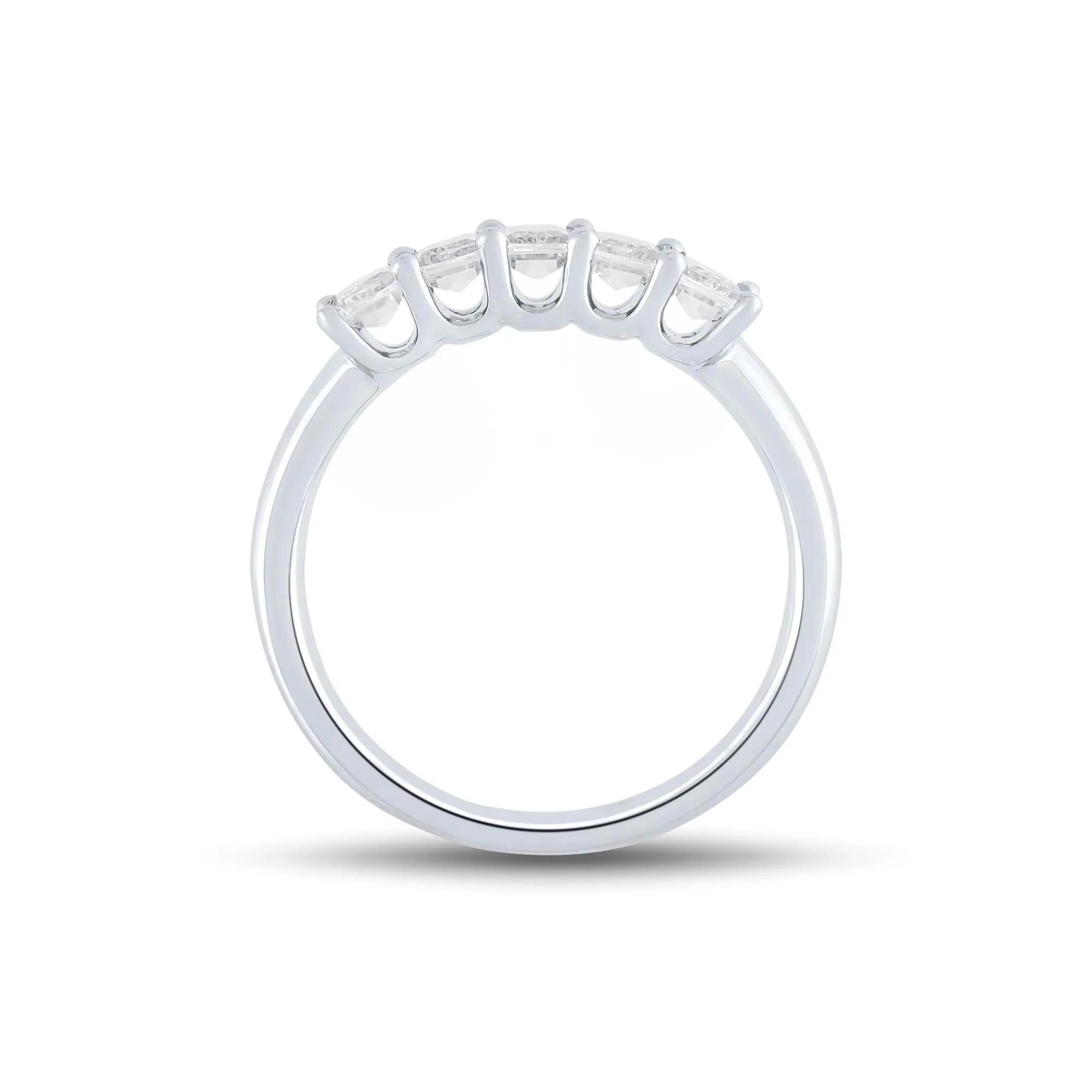 Lab Grown Diamond Five-Stone Emerald-Cut Band Ring 14K White Gold (1 ½ CT. Tw.) Size 6.5 1mm - Image 2