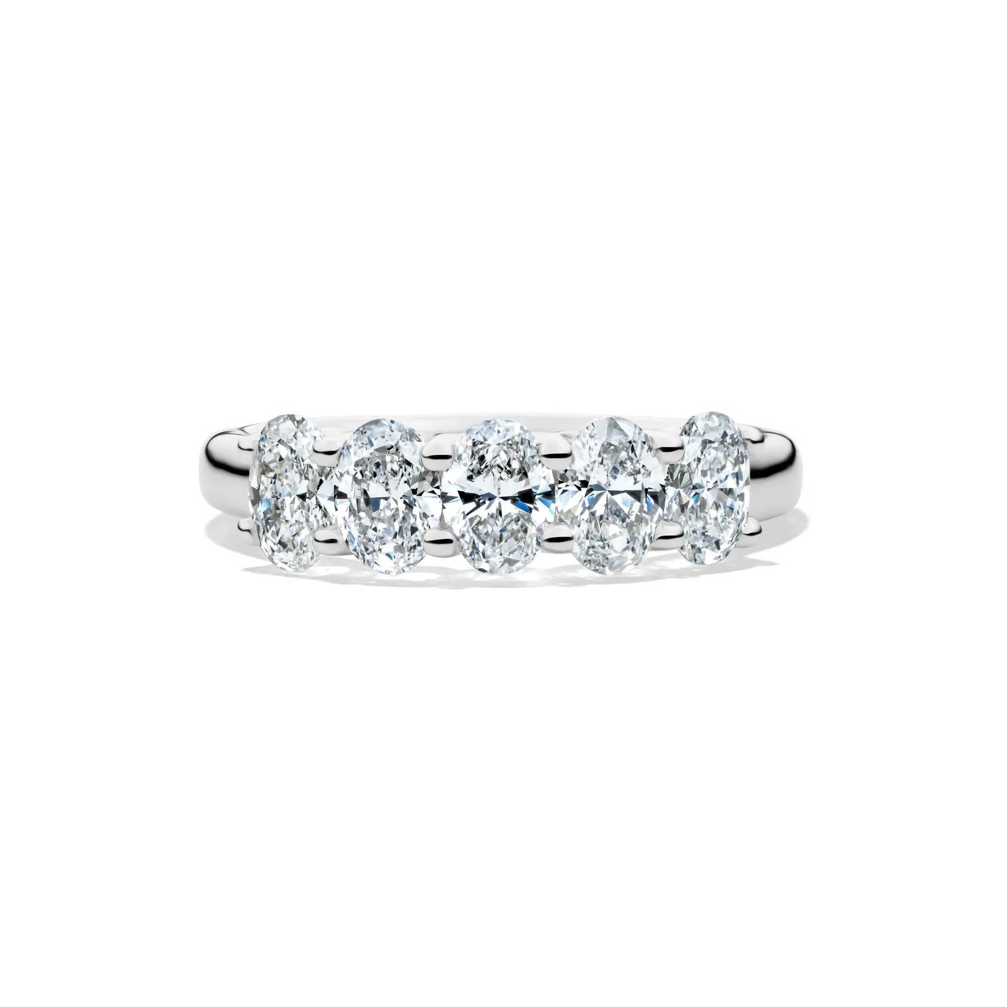 1/2 CT. Tw. Lab Grown Diamond Five-Stone Oval Anniversary Band Ring 14K White Gold Size 7.5 1mm