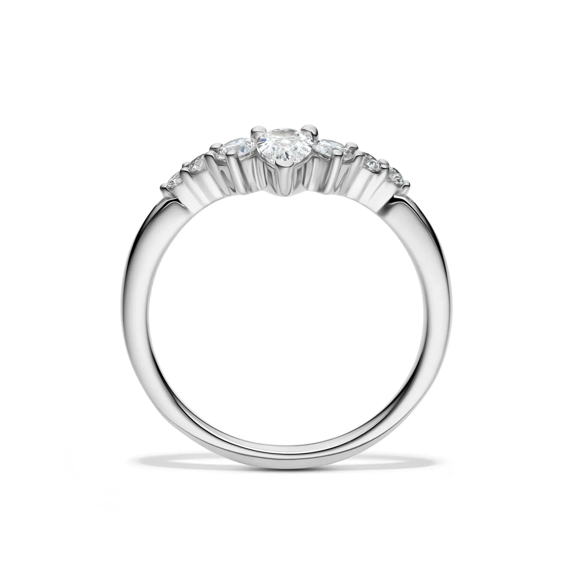 1/2 CT. Tw. Lab Grown Diamond Chevron Contour Band Ring 14K White Gold Round Brilliant Cut Size 6.5 - Image 2