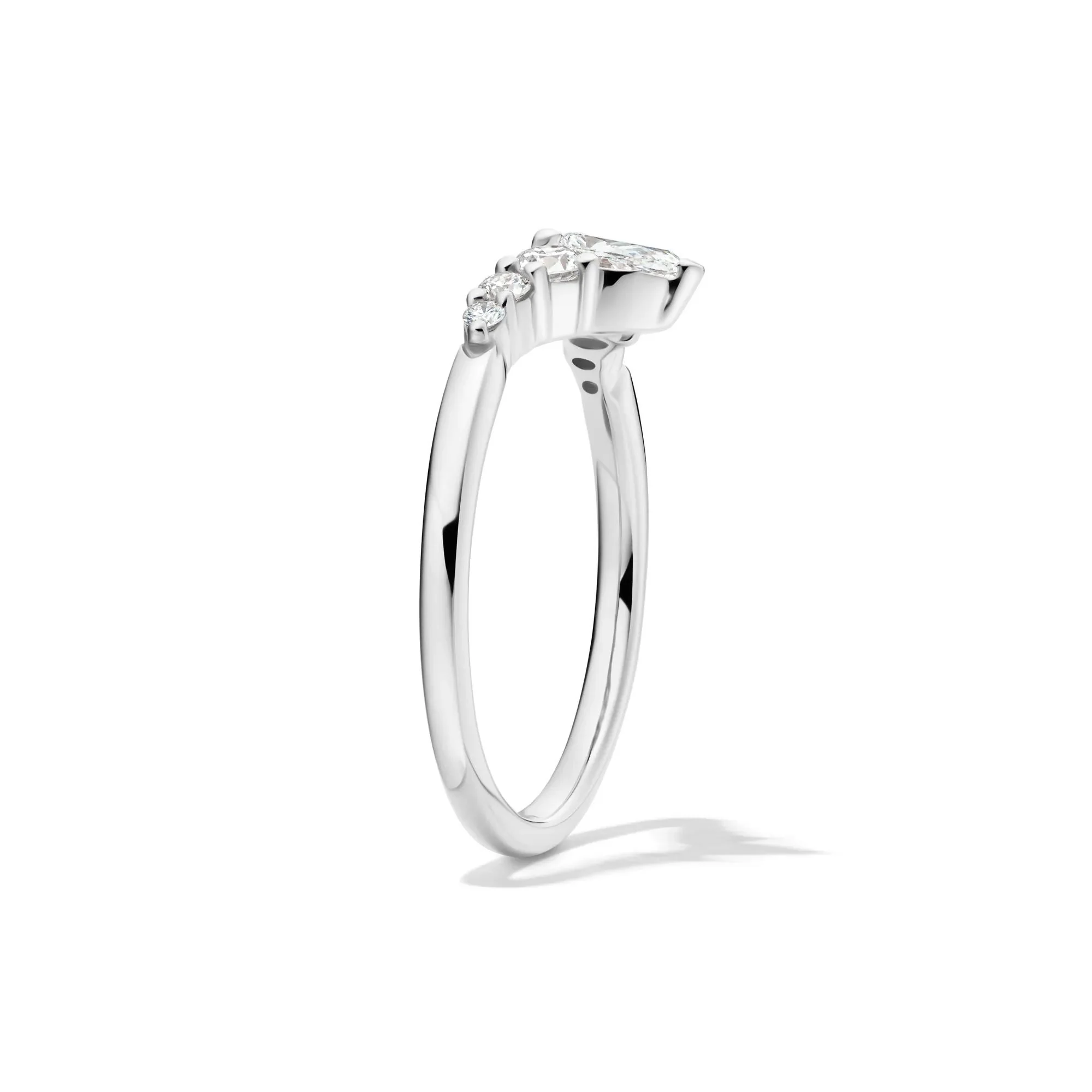 1/2 CT. Tw. Lab Grown Diamond Chevron Contour Band Ring 14K White Gold Round Brilliant Cut Size 7 - Image 3