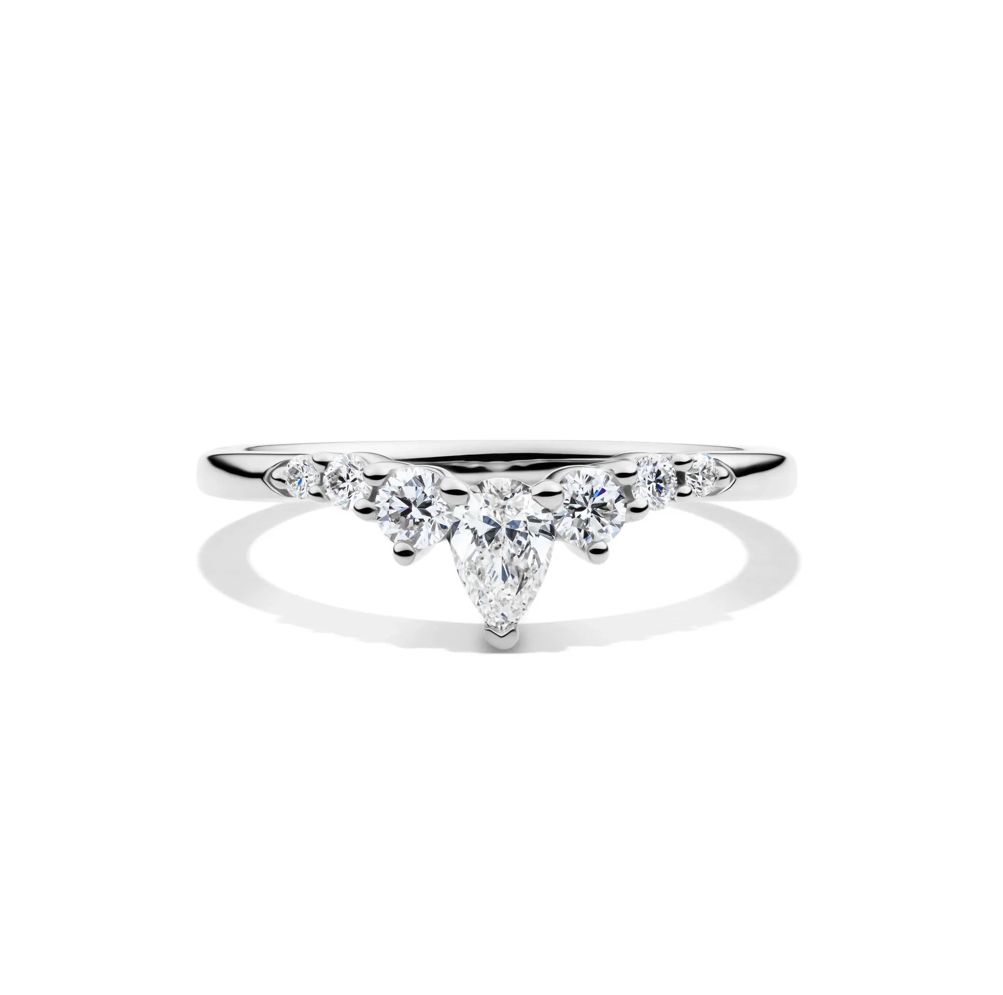 1/2 CT. Tw. Lab Grown Diamond Chevron Contour Band Ring 14K White Gold Round Brilliant Cut Size 7.5