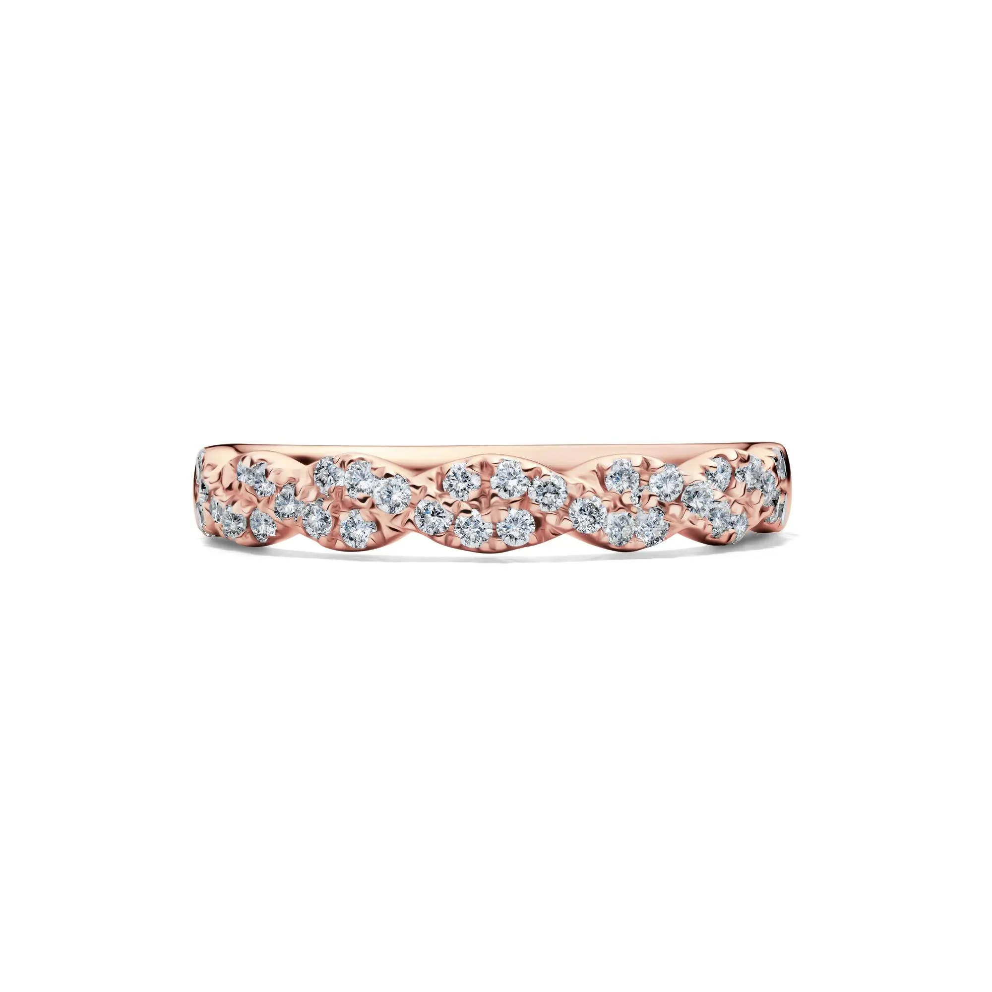 1/3 CT. Tw. Lab Grown Diamond Twist Band Ring 10K Rose Gold Round Brilliant Cut Size 5 2mm