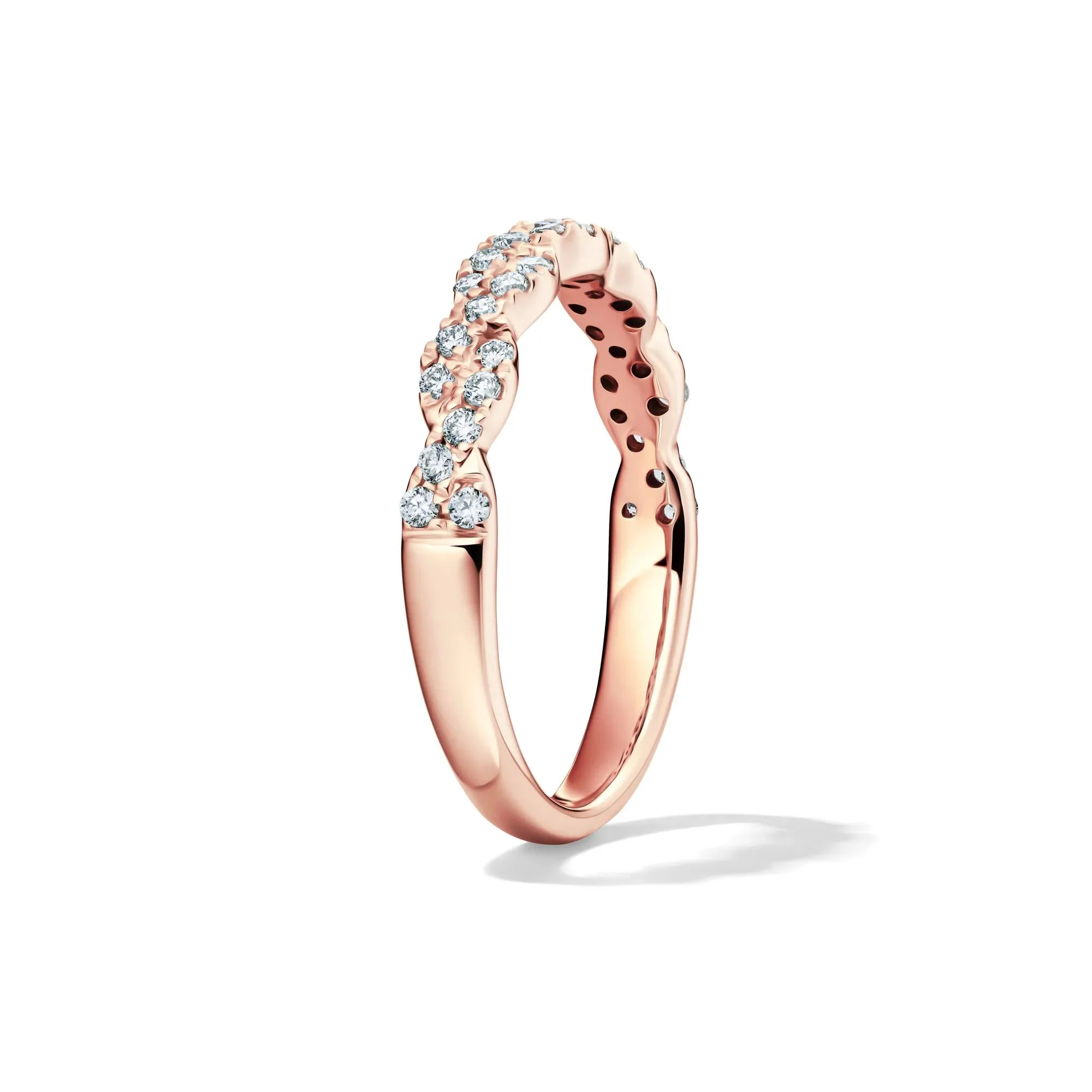1/3 CT. Tw. Lab Grown Diamond Twist Band Ring 10K Rose Gold Round Brilliant Cut Size 5 2mm - Image 3
