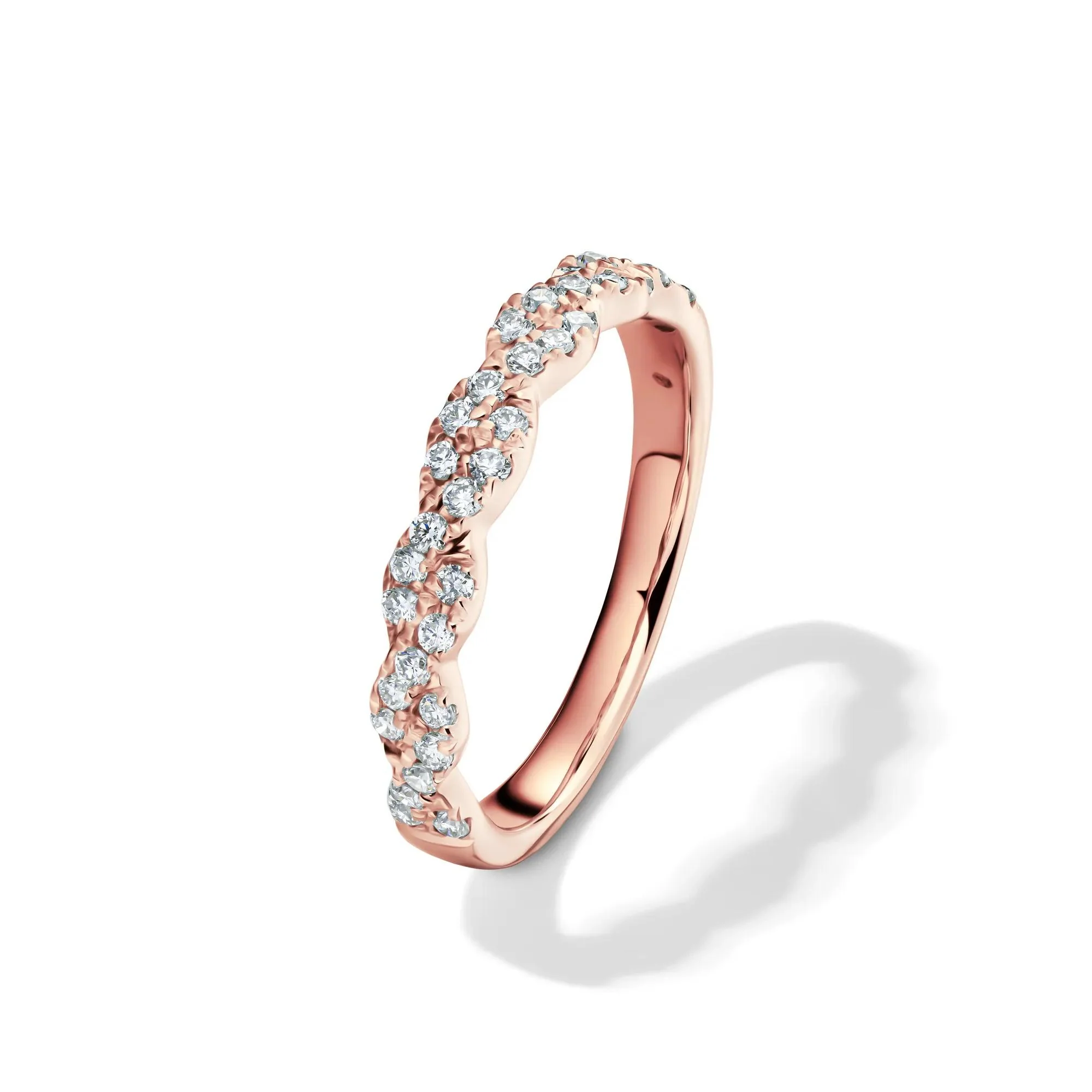 1/3 CT. Tw. Lab Grown Diamond Twist Band Ring 10K Rose Gold Round Brilliant Cut Size 5.5 2mm - Image 4