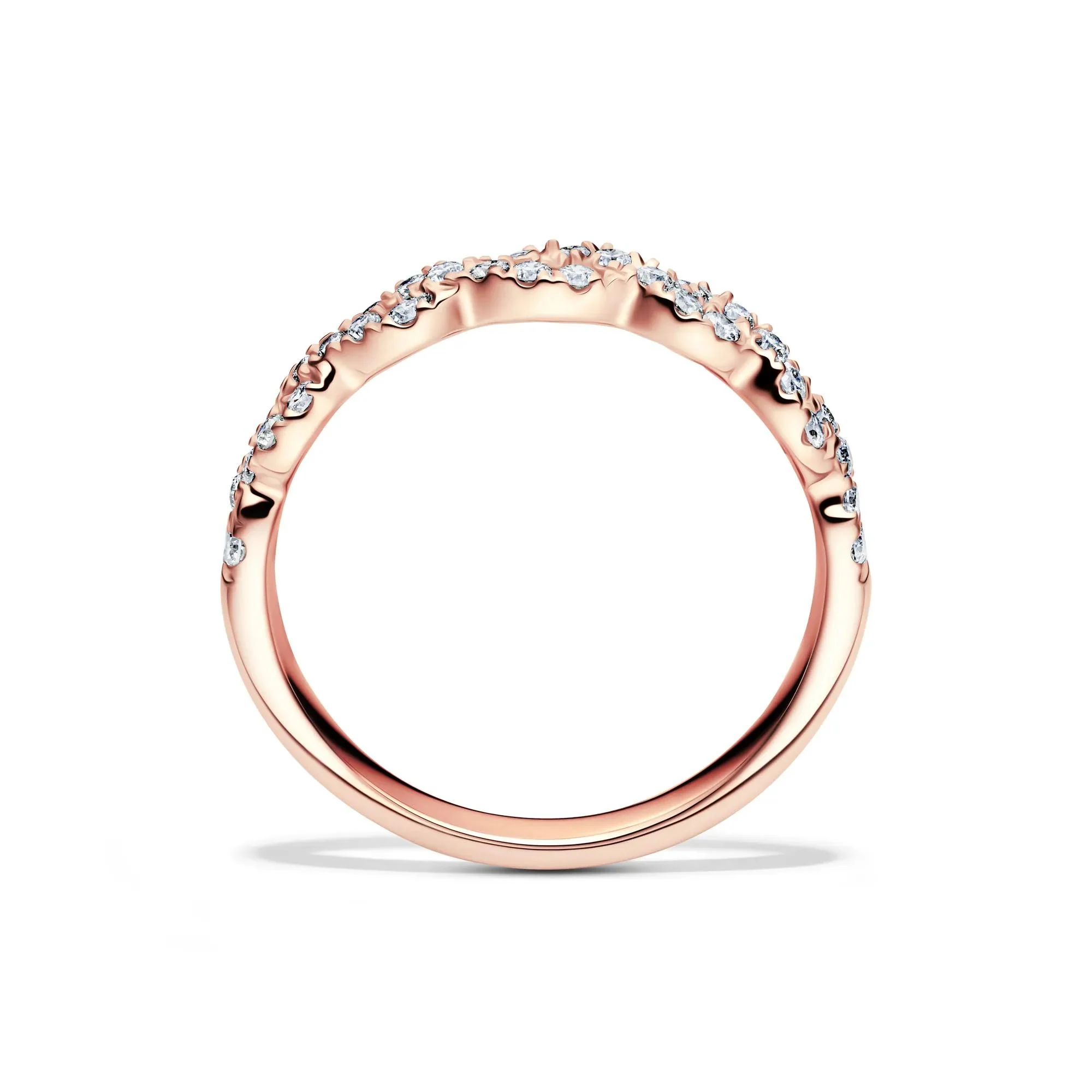 1/3 CT. Tw. Lab Grown Diamond Twist Band Ring 10K Rose Gold Round Brilliant Cut Size 8 2mm - Image 2