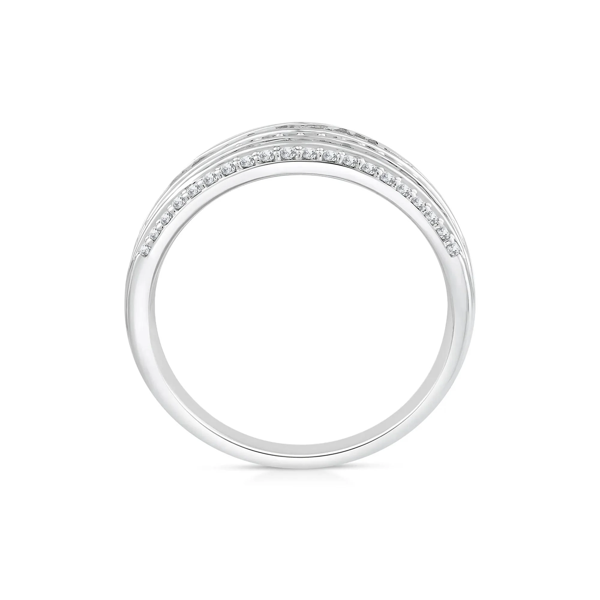 3 CT. Tw. Round and Baguette Multi-Row Diamond Band Ring 14K White Gold Size 9 1mm - Image 3