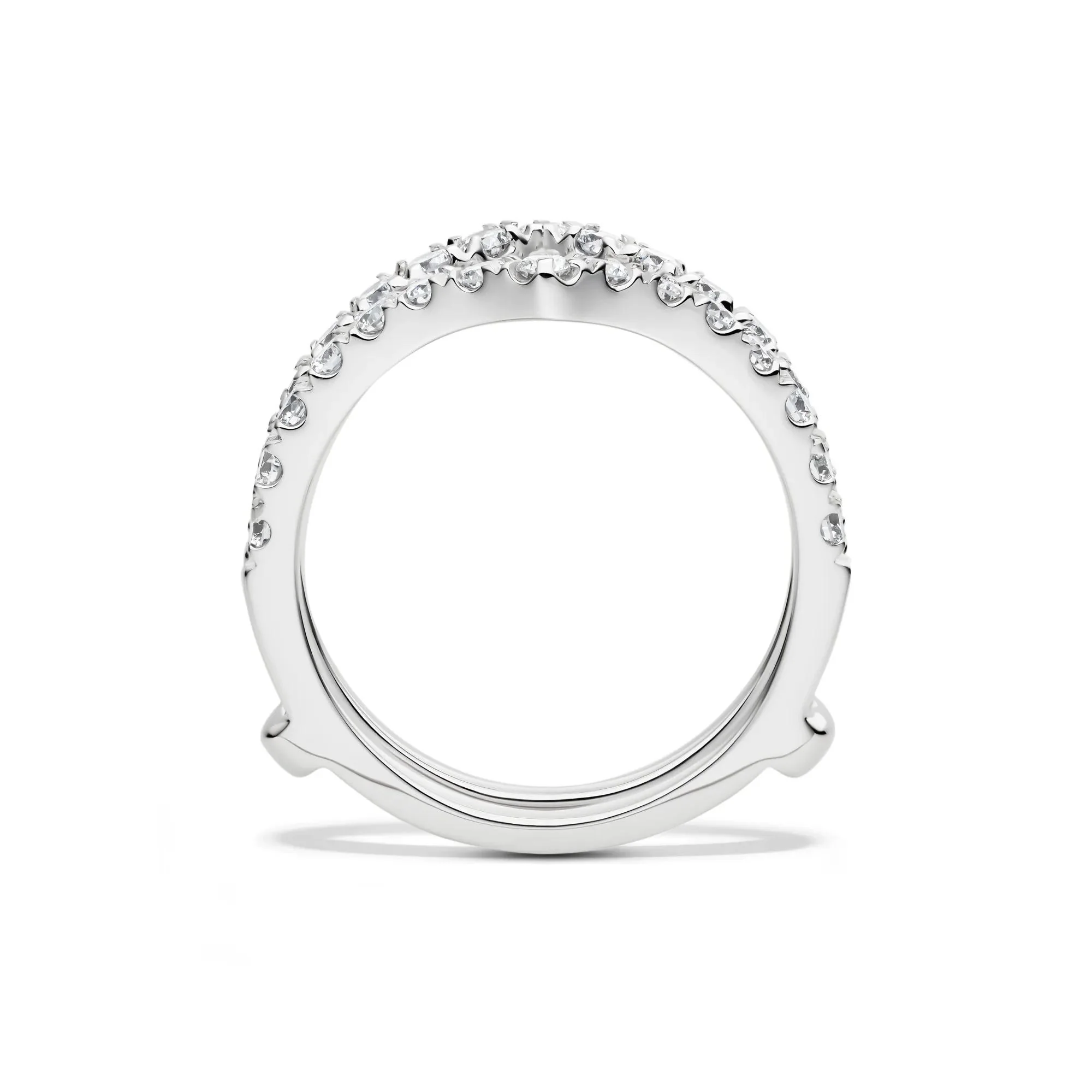 1 CT. Tw. Lab Grown Diamond Chevron Ring Insert 14K White Gold Round Brilliant Cut Size 6.5 6mm - Image 2
