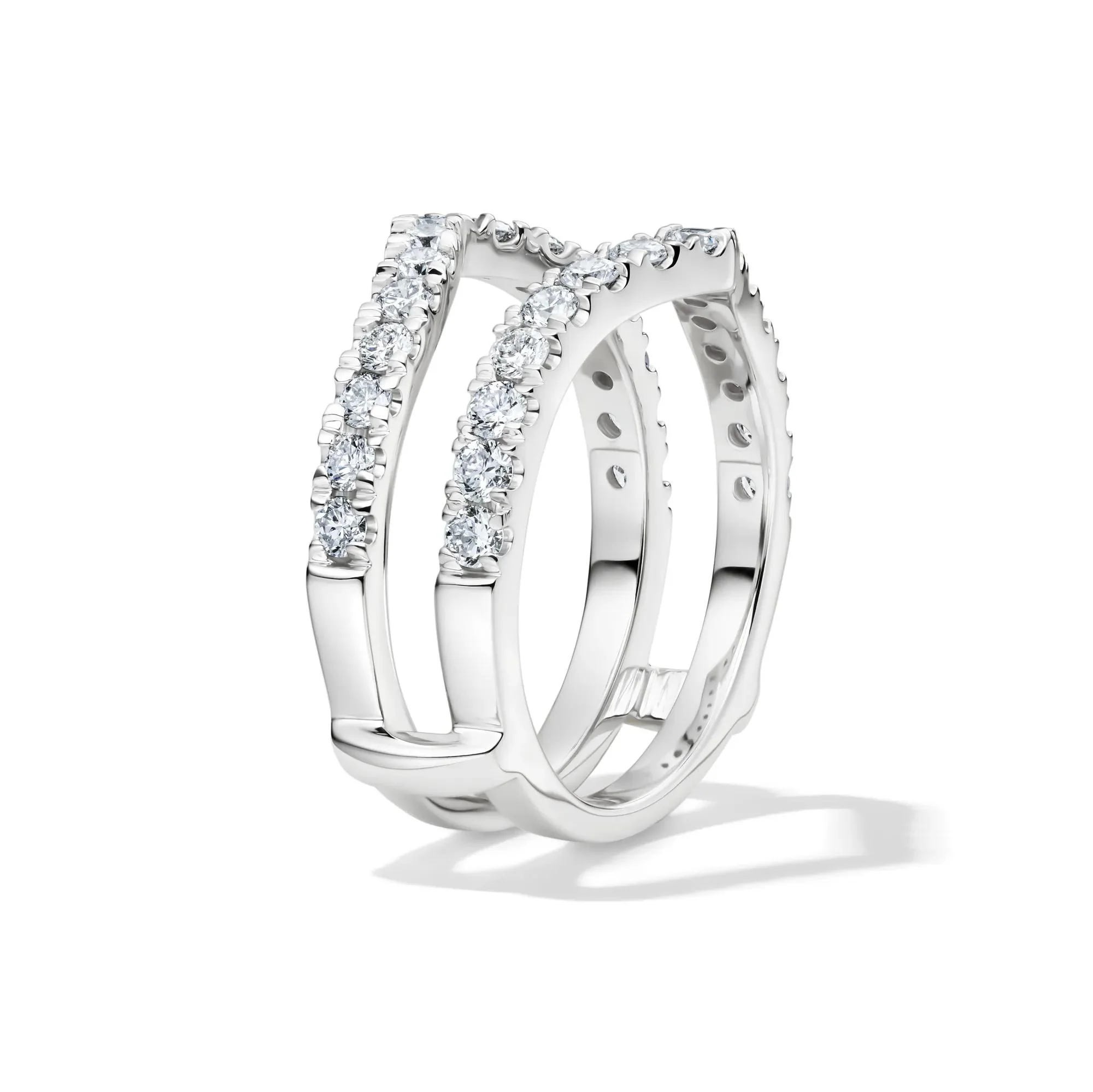 1 CT. Tw. Lab Grown Diamond Chevron Ring Insert 14K White Gold Round Brilliant Cut Size 7.5 6mm - Image 3