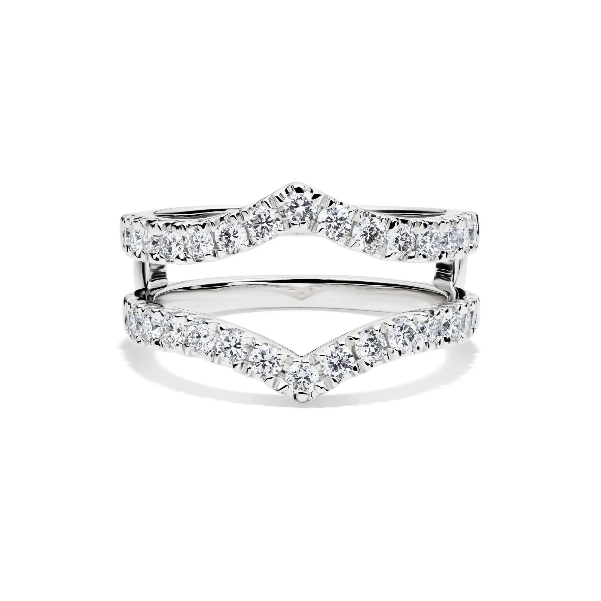1 CT. Tw. Lab Grown Diamond Chevron Ring Insert 14K White Gold Round Brilliant Cut Size 8 6mm